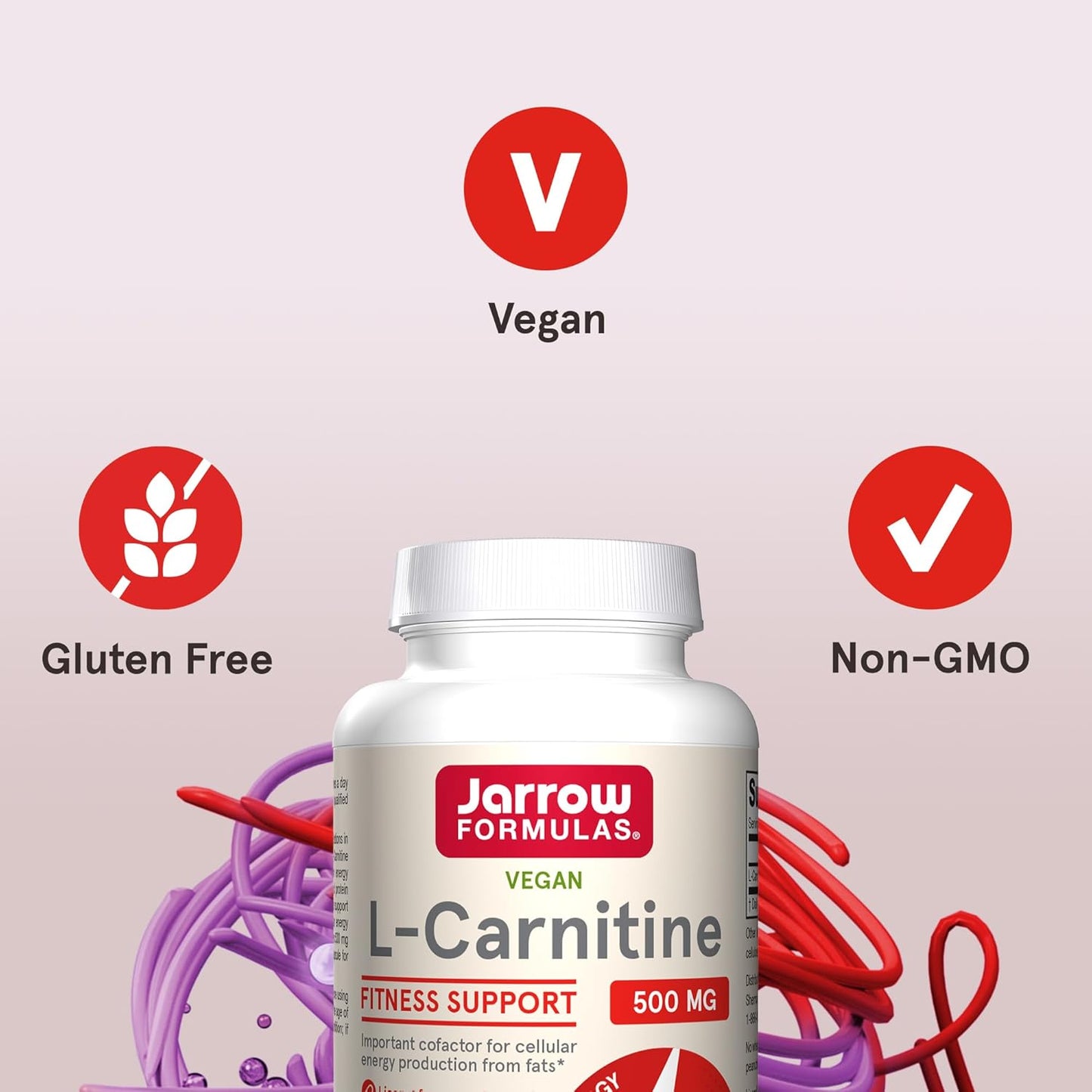 Jarrow Formulas L-Carnitine 500 mg - 100 Vegan Capsules - Essential for ATP Energy Production from Fats - Dietary Supplement - Up to 100 Servings