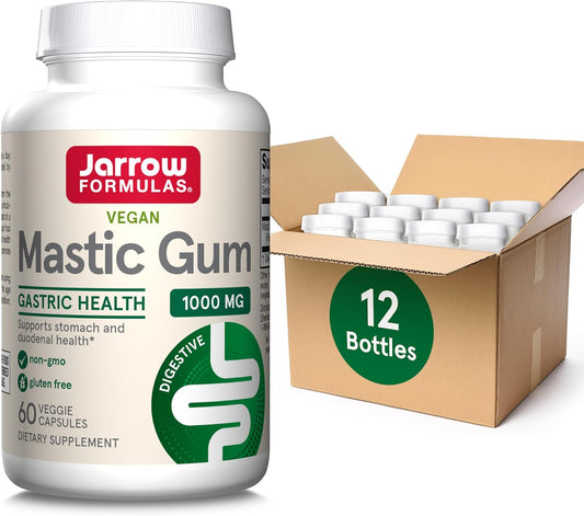 Jarrow Formulas Mastic Gum 1000 mg Capsules - 60 Veggie Caps, Gastrointestinal Health Support - 30 Day Supply (Pack of 12) - BoostGo Australia