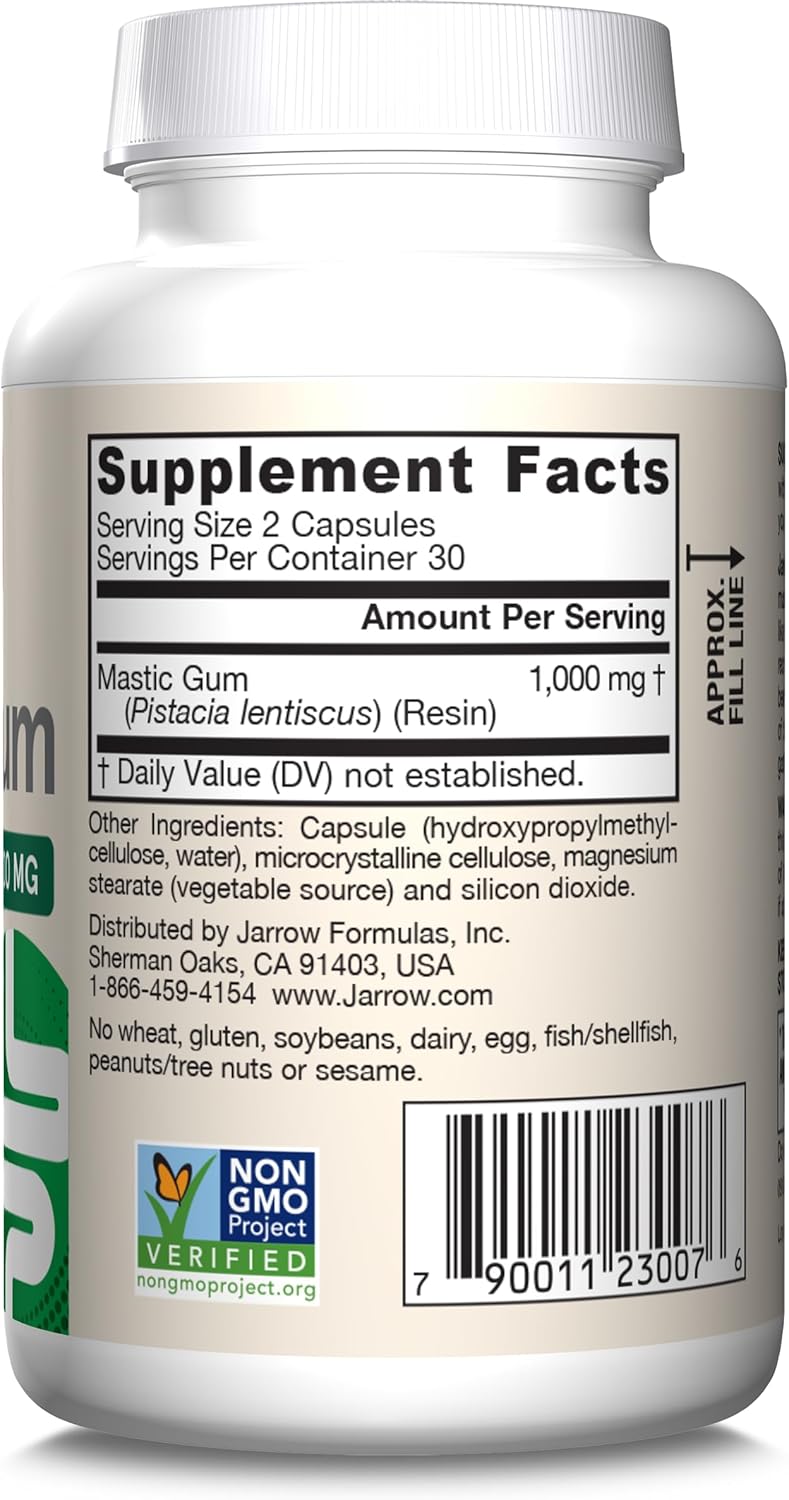 Jarrow Formulas Mastic Gum 1000 mg Capsules - 60 Veggie Caps, Gastrointestinal Health Support - 30 Day Supply (Pack of 12) - BoostGo Australia