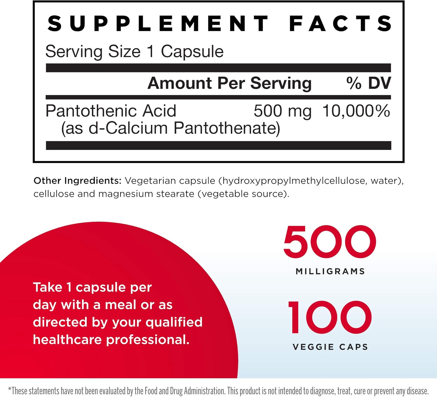 Jarrow Formulas Pantothenic Acid B5 500mg - 100 Veggie Caps x 3 - Energy & Metabolism Support - Essential B Vitamin Supplement