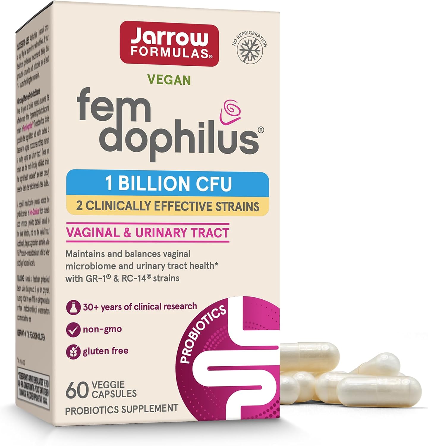 Jarrow Formulas Probiotics Bundle: Fem-Dophilus 1B CFU & Jarro-Dophilus EPS 10B CFU, 180 Veggie Caps
