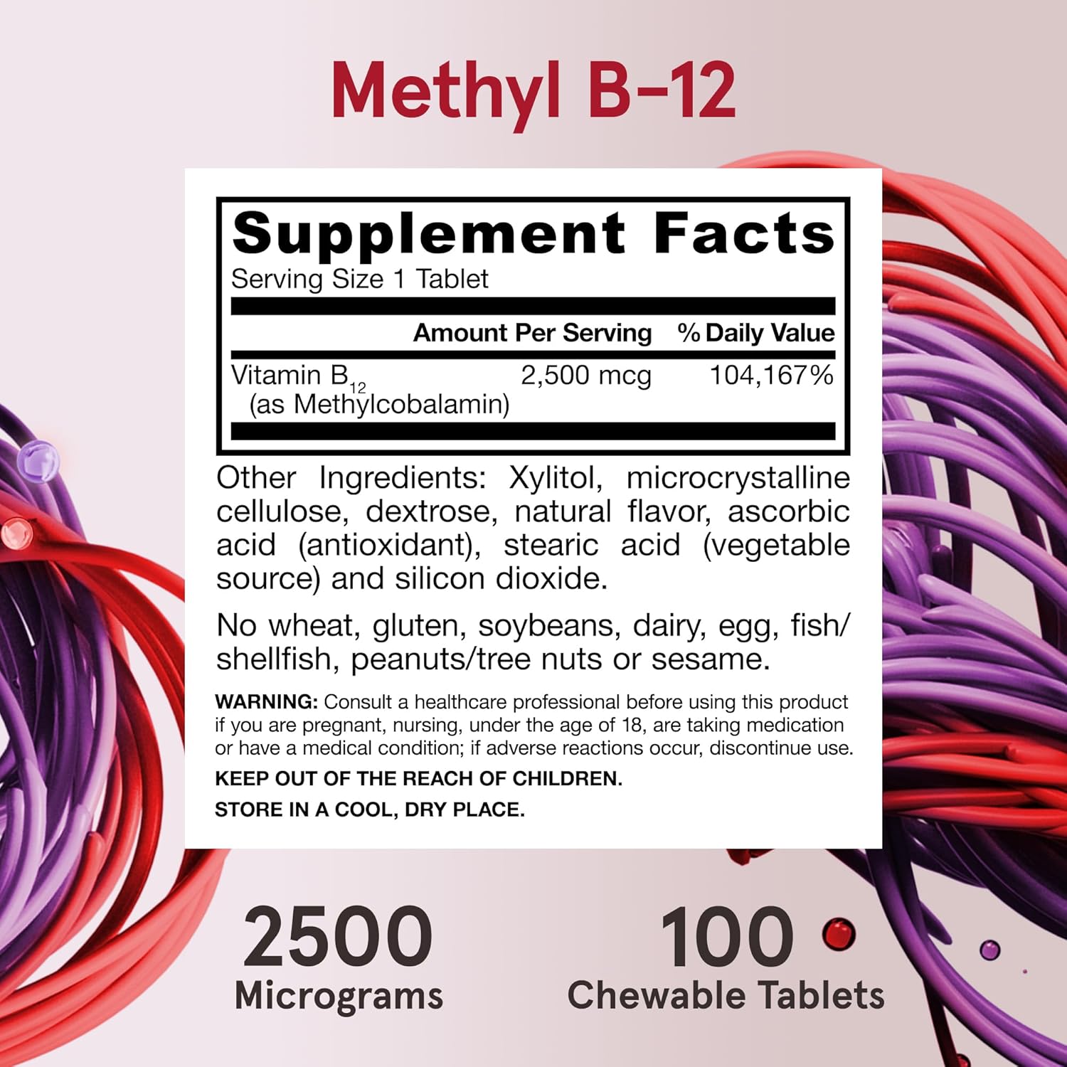 Jarrow Formulas Ultra Strength Methyl B-12 Chewable Tablets - 100 Day Supply, Tropical Flavor - Pack of 12 - Energy Production Supplement