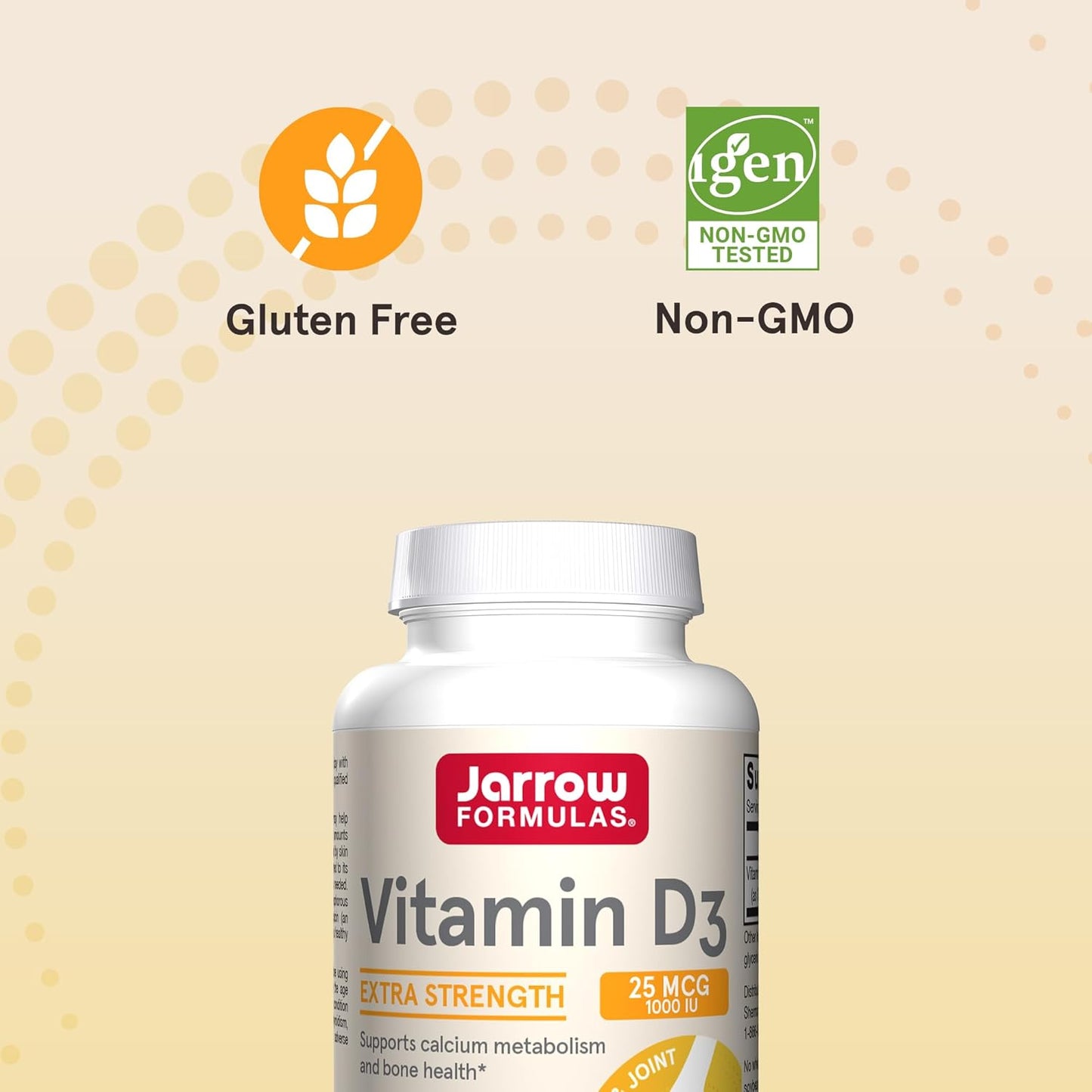 Jarrow Formulas Vitamin D3 25 mcg Softgels - Bone & Joint Support, Immune Health, Calcium Metabolism - 100 Day Supply