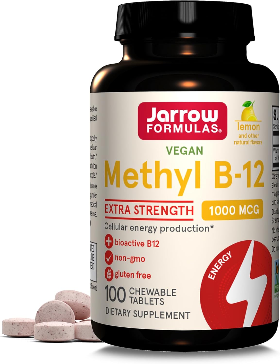 Jarrow Methyl B-12 1000mcg Chewables & Methyl Folate 400mcg Capsules Bundle for Energy & Health Support