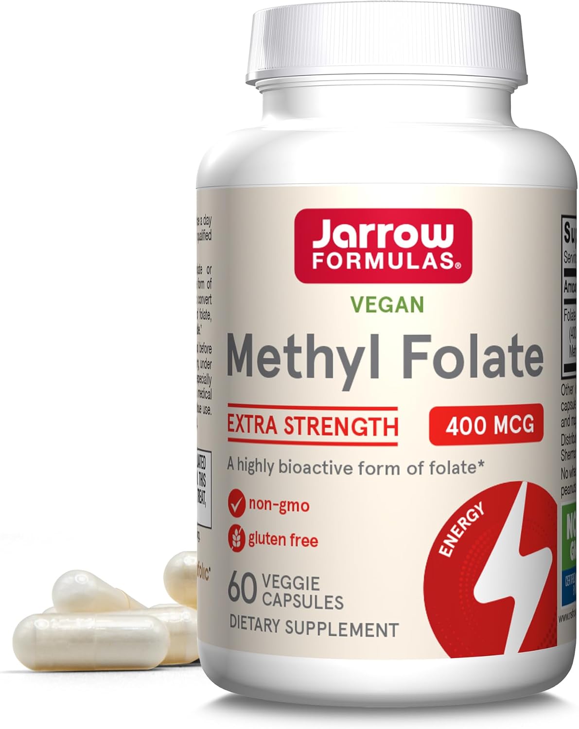 Jarrow Methyl B-12 1000mcg Chewables & Methyl Folate 400mcg Capsules Bundle for Energy & Health Support