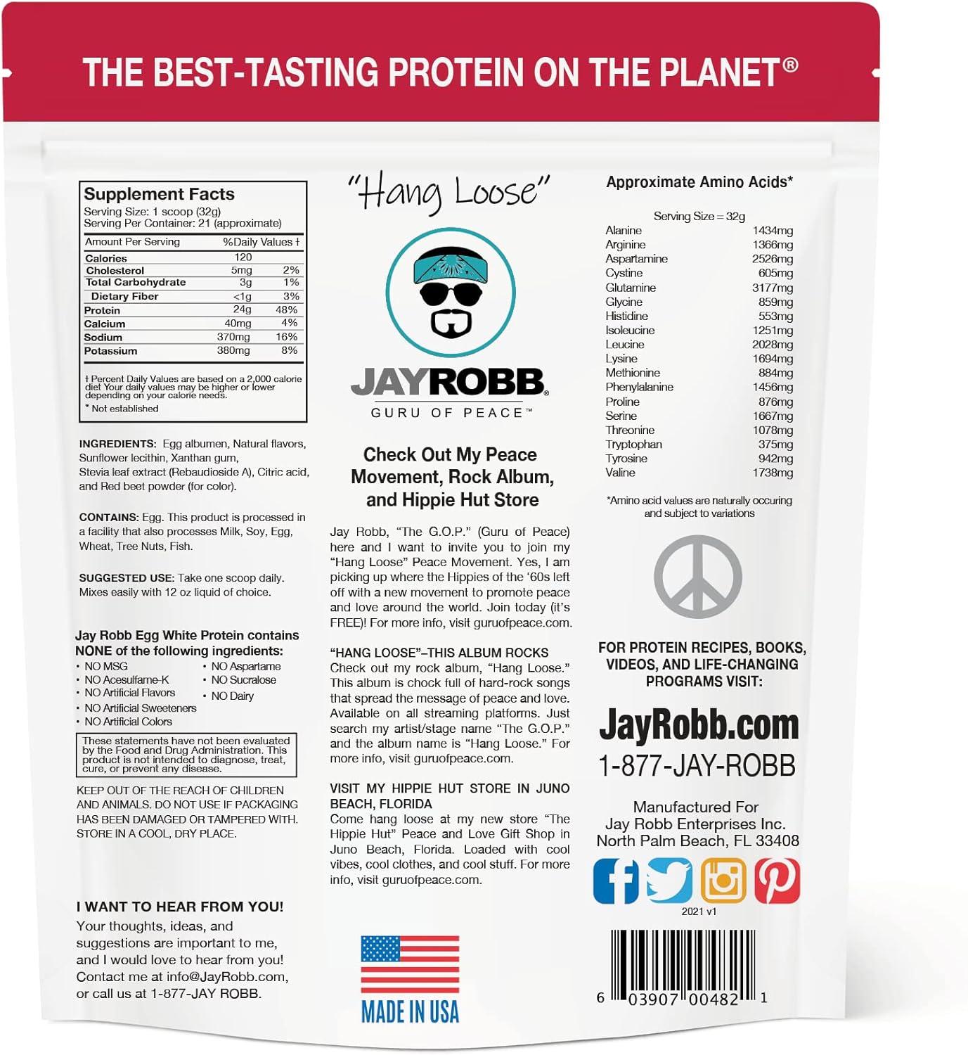 Jay Robb Strawberry Egg White Protein Powder - Low Carb, Keto-Friendly, Vegetarian, Gluten Free, Lactose Free, No Sugar Added, Non-GMO - Best-Tasting Protein Powder (24 oz)