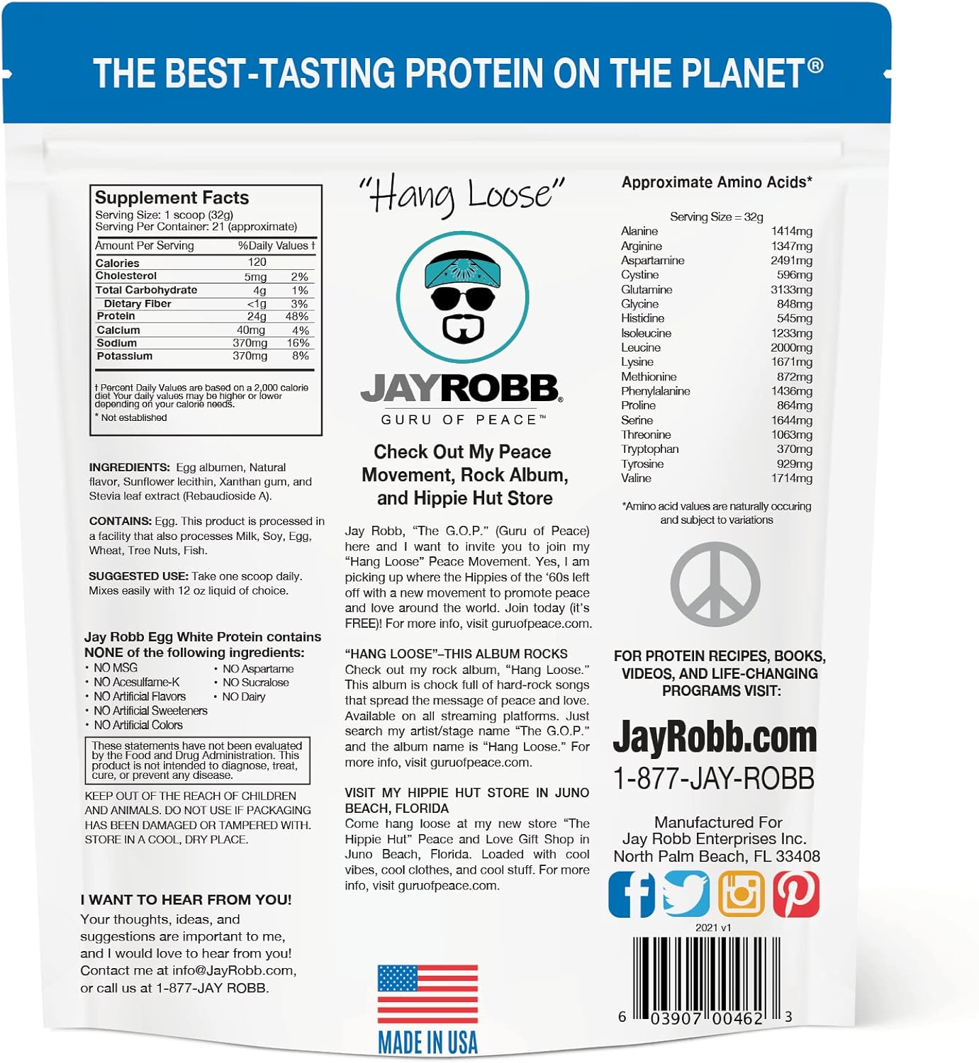 Jay Robb Vanilla Egg White Protein Powder - Low Carb, Keto-Friendly, Vegetarian, Gluten-Free, Lactose-Free - No Sugar, No Fat, No Soy - Non-GMO, Best-Tasting - 24 oz