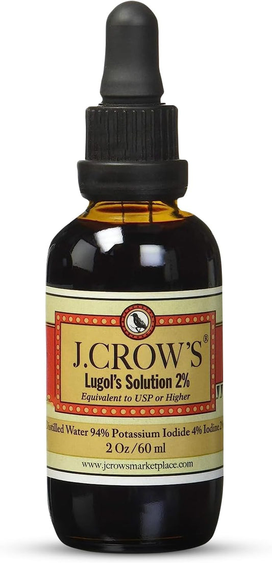 J.CROW'S Lugol's Solution of Iodine 2% - 2oz for Various Health Benefits