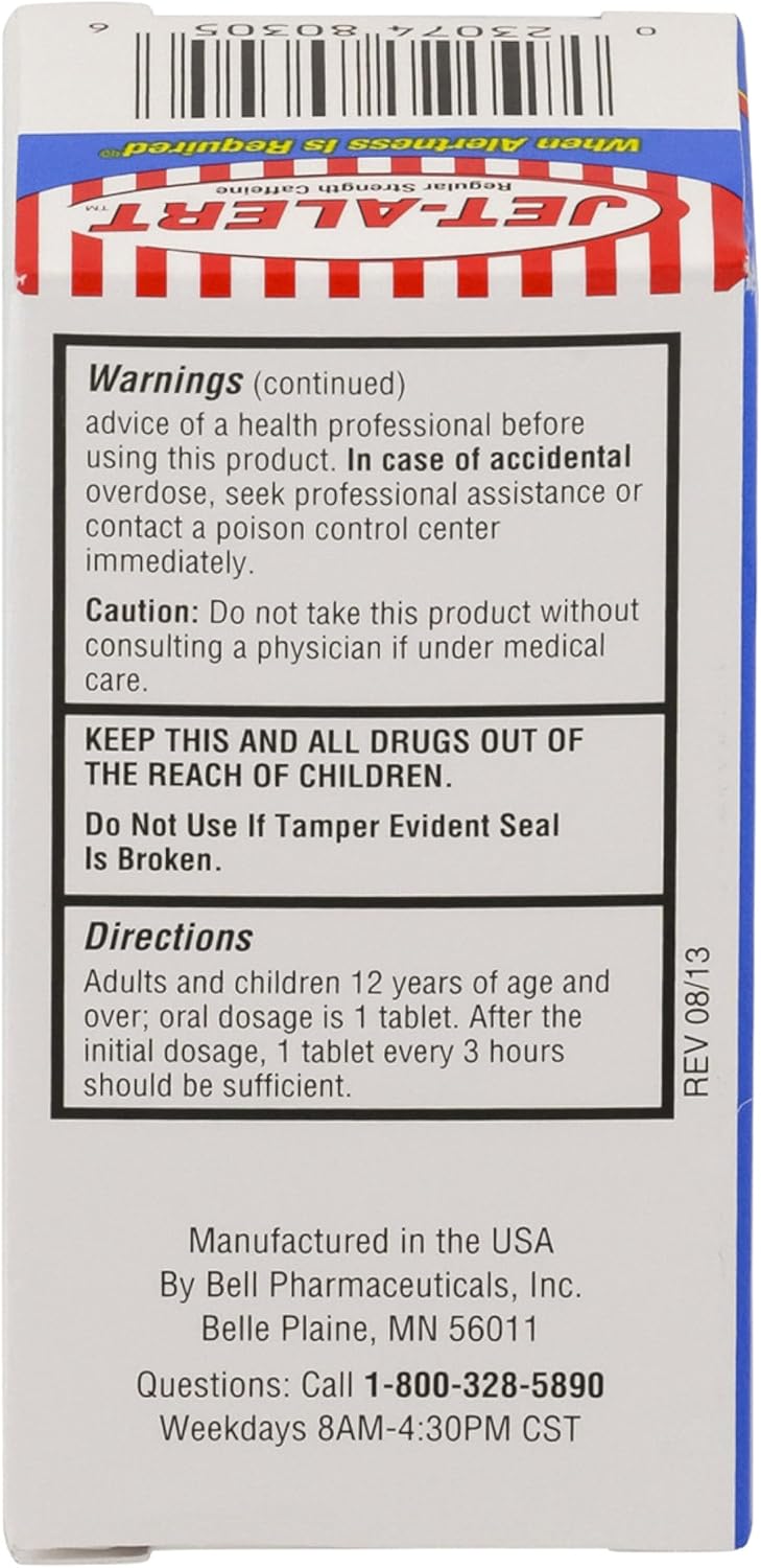 Jet-Alert 100mg Caffeine Tablets - 120 Count Value Pack (4 Packs)