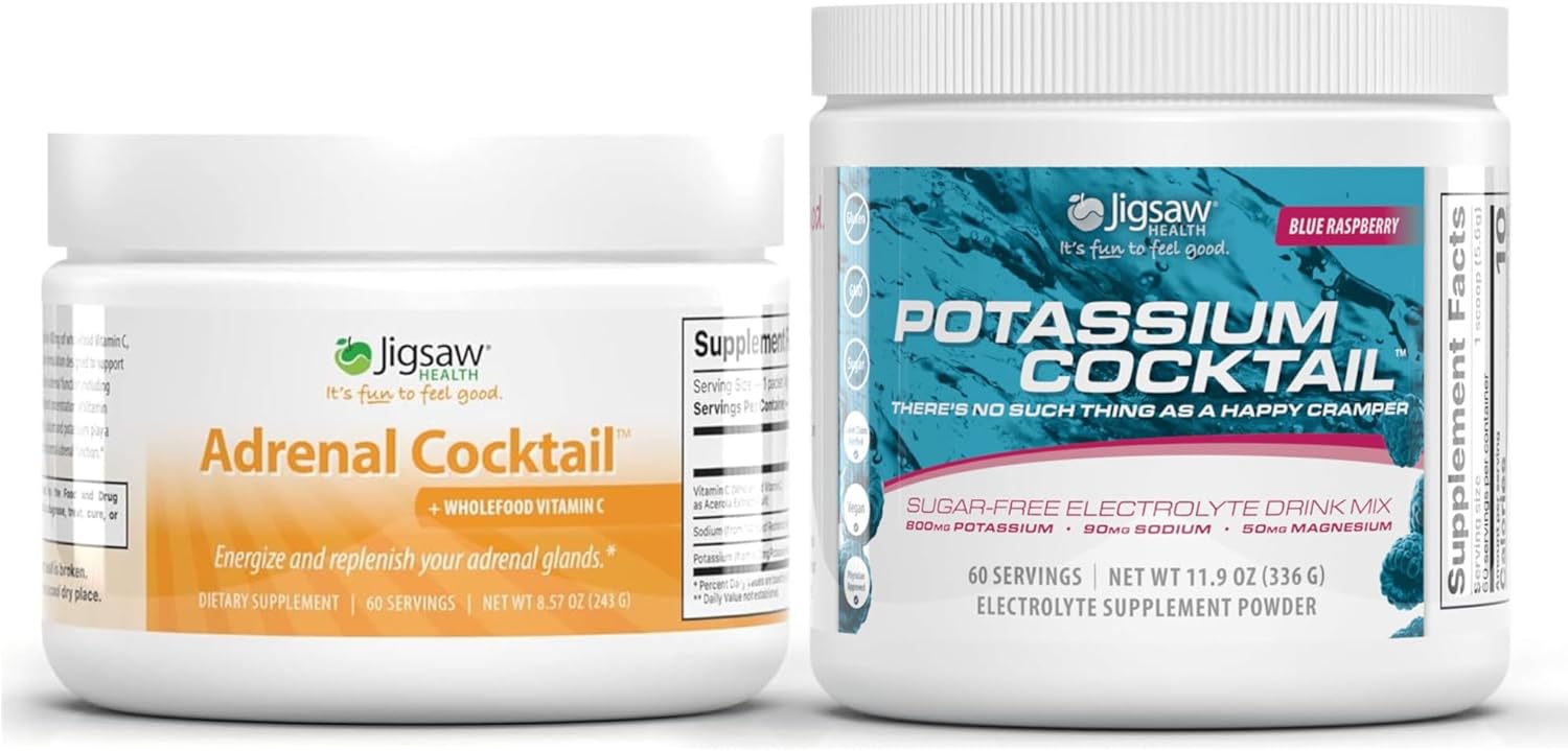 Jigsaw Adrenal Cocktail™ and Potassium Cocktail® Bundle - Blue Raspberry Flavor, 60 Servings