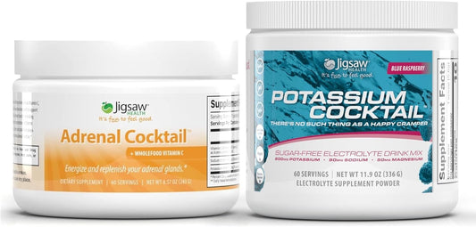 Jigsaw Adrenal Cocktail™ and Potassium Cocktail® Bundle - Blue Raspberry Flavor, 60 Servings