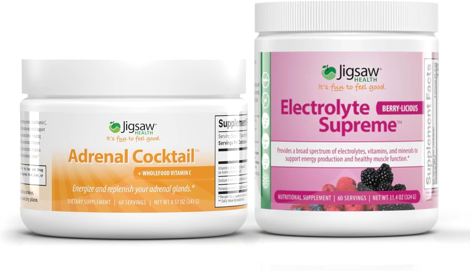 Jigsaw Adrenal Cocktail Electrolyte Supreme Jar - Berry Licious Bundle with 60 Servings
