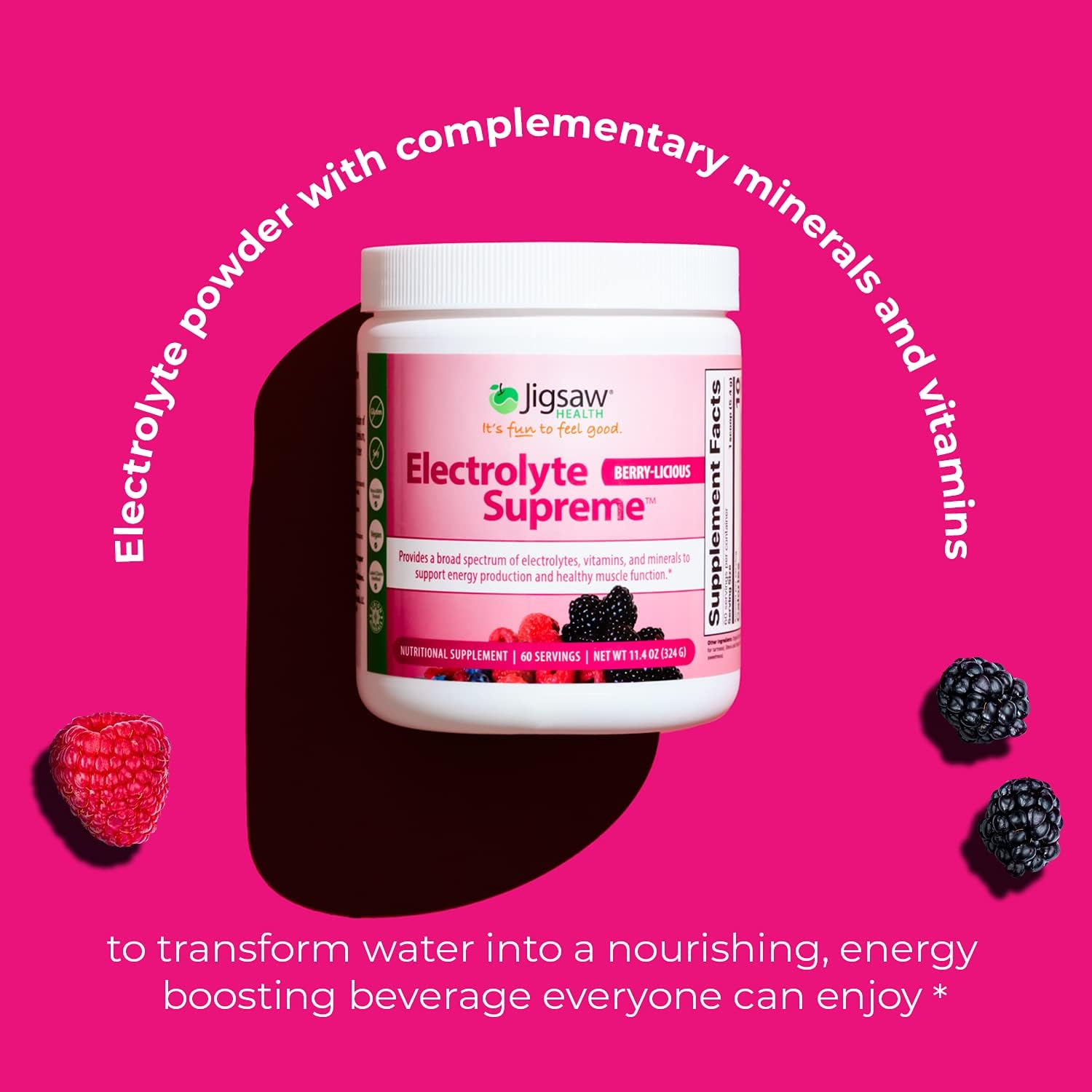 Jigsaw Adrenal Cocktail Electrolyte Supreme Jar - Berry Licious Bundle with 60 Servings