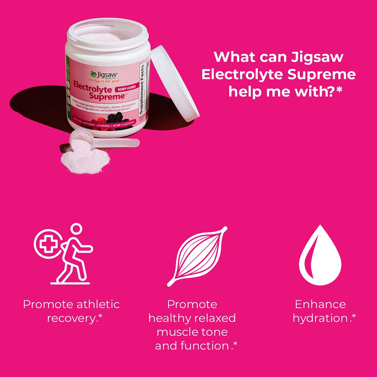 Jigsaw Adrenal Cocktail Electrolyte Supreme Jar - Berry Licious Bundle with 60 Servings