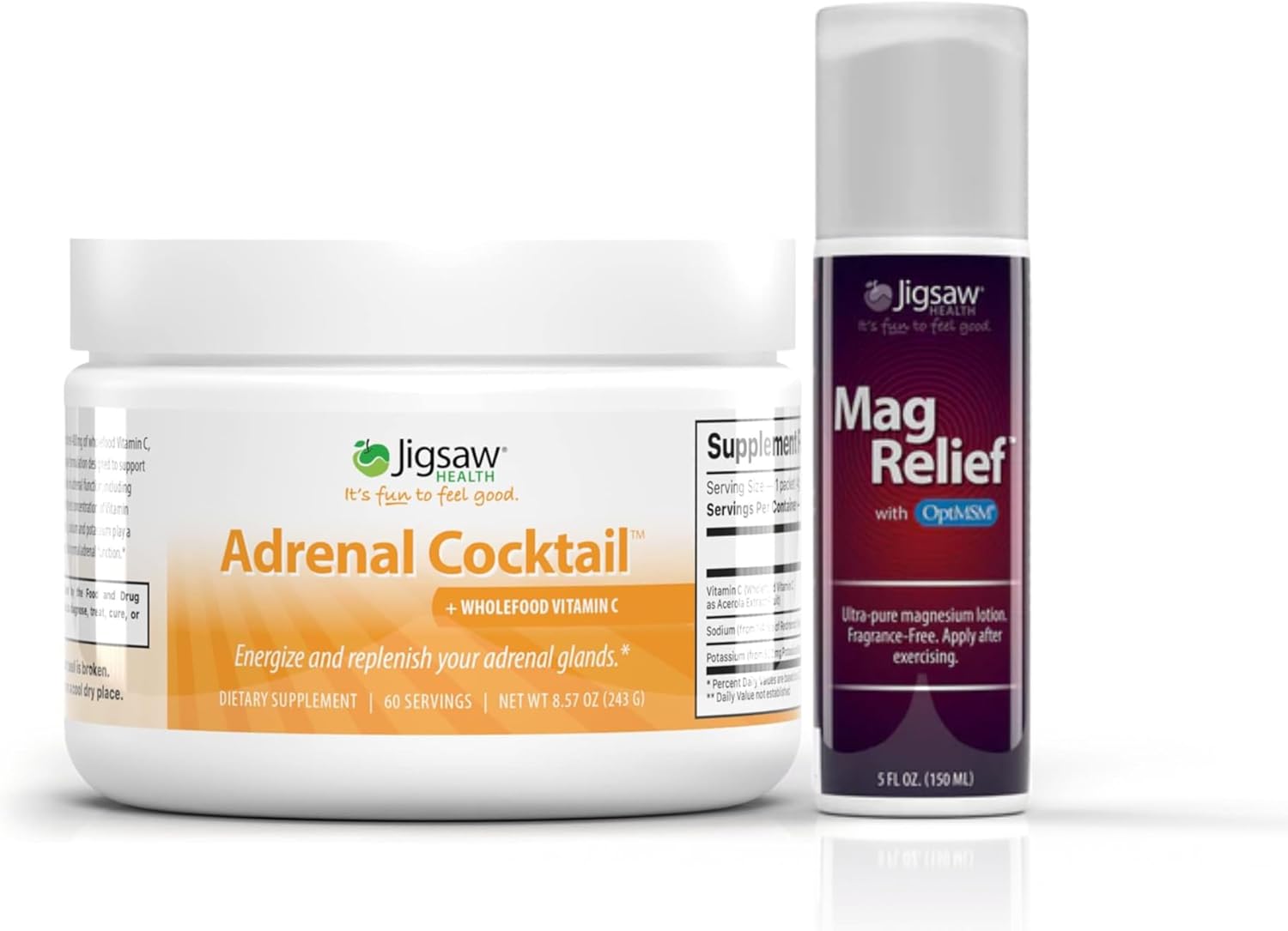 Jigsaw Health Adrenal Cocktail and MagRelief Bundle - Support Adrenal Health and Magnesium Levels