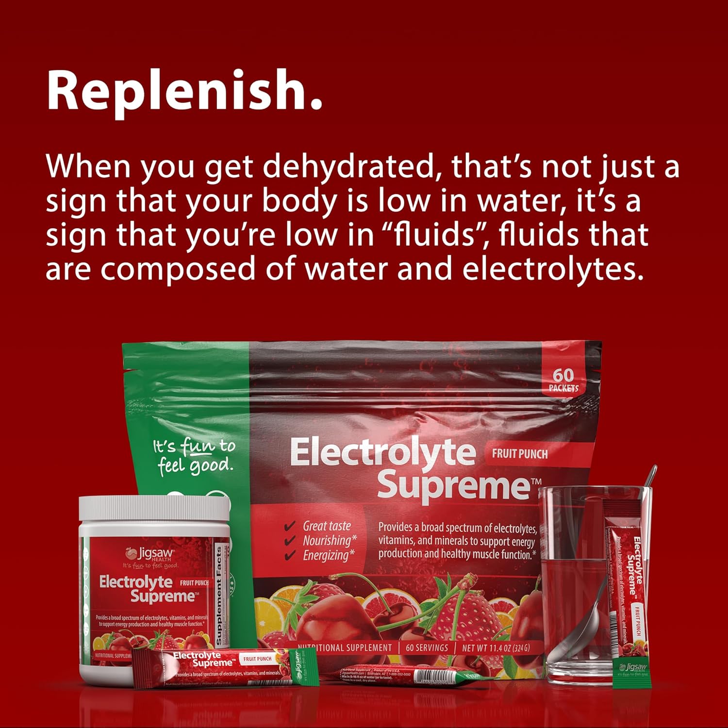 Jigsaw Health Adrenal Cocktail Electrolyte Bundle, Fruit Punch Flavor - 60 Servings