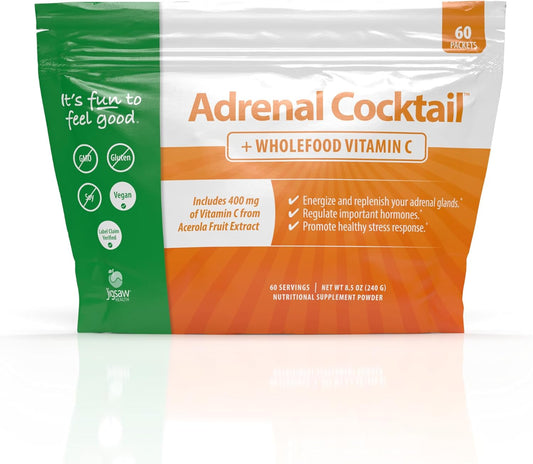Jigsaw Health Adrenal Cocktail with Wholefood Vitamin C - Potassium Bicarbonate, Sea Salt, Acerola Cherry Extract - 60 Packets