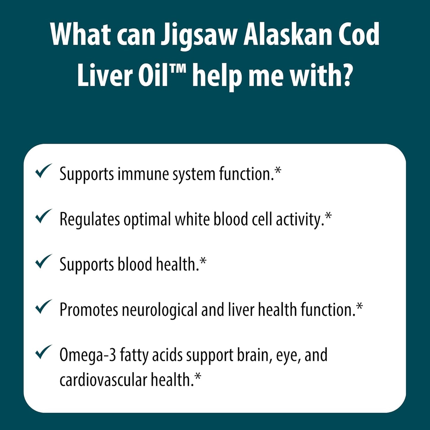 Jigsaw Health Alaskan Cod Liver Oil Liquid - 1000 mg Omega-3s with EPA, DHA, and DPA - Lemon Flavor - 240 mL Bottle