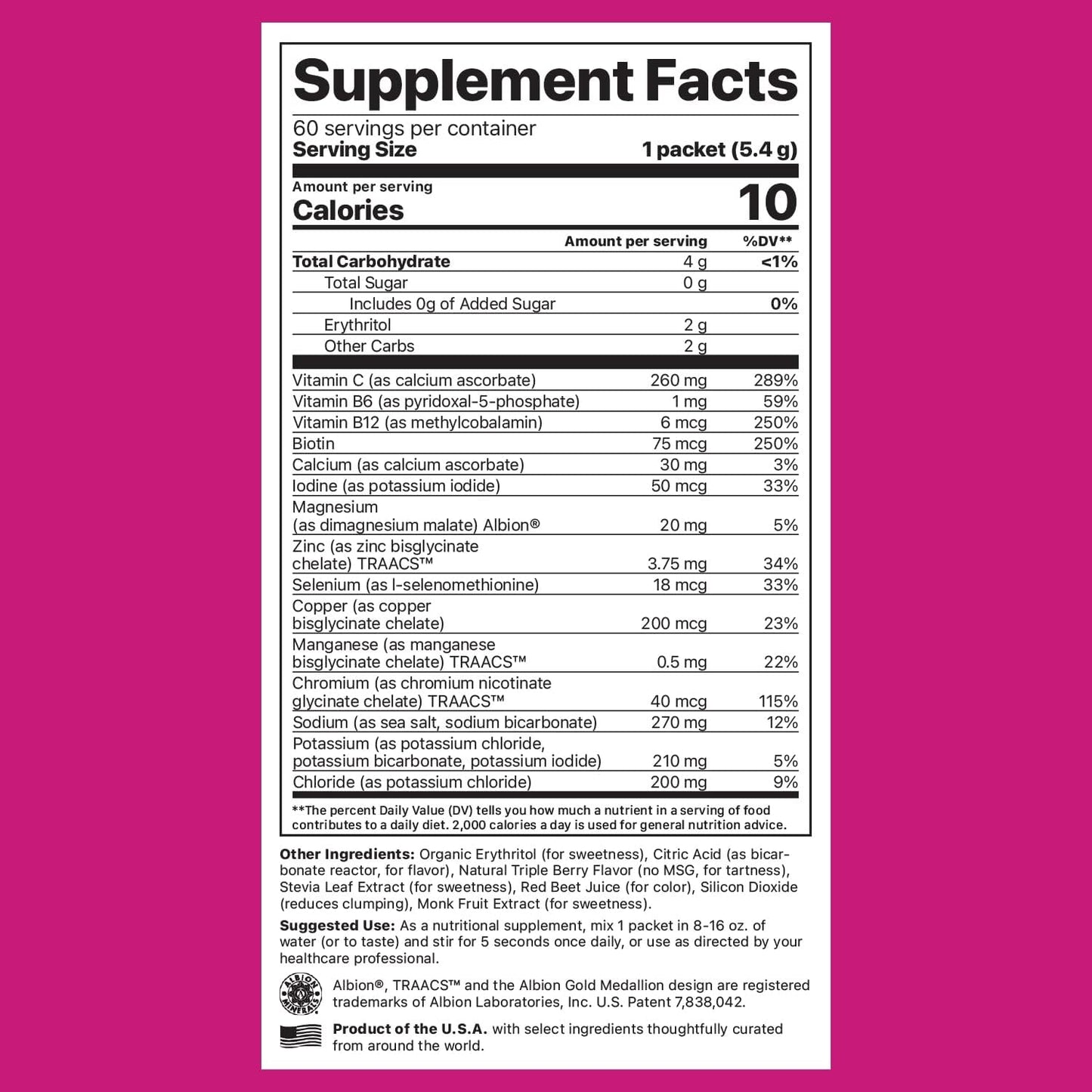 Jigsaw Health Electrolyte Supreme - Berry-Licious Flavor, 60 Packets, Broad Spectrum Electrolytes & Trace Minerals