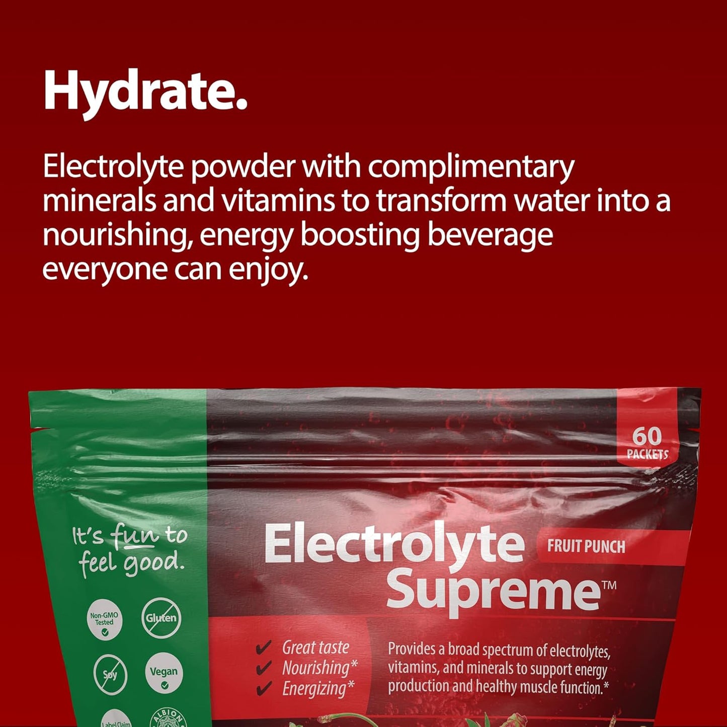 Jigsaw Health Electrolyte Supreme in Fruit Punch Flavor - 60 Packets with Broad Spectrum of Electrolytes and Trace Minerals