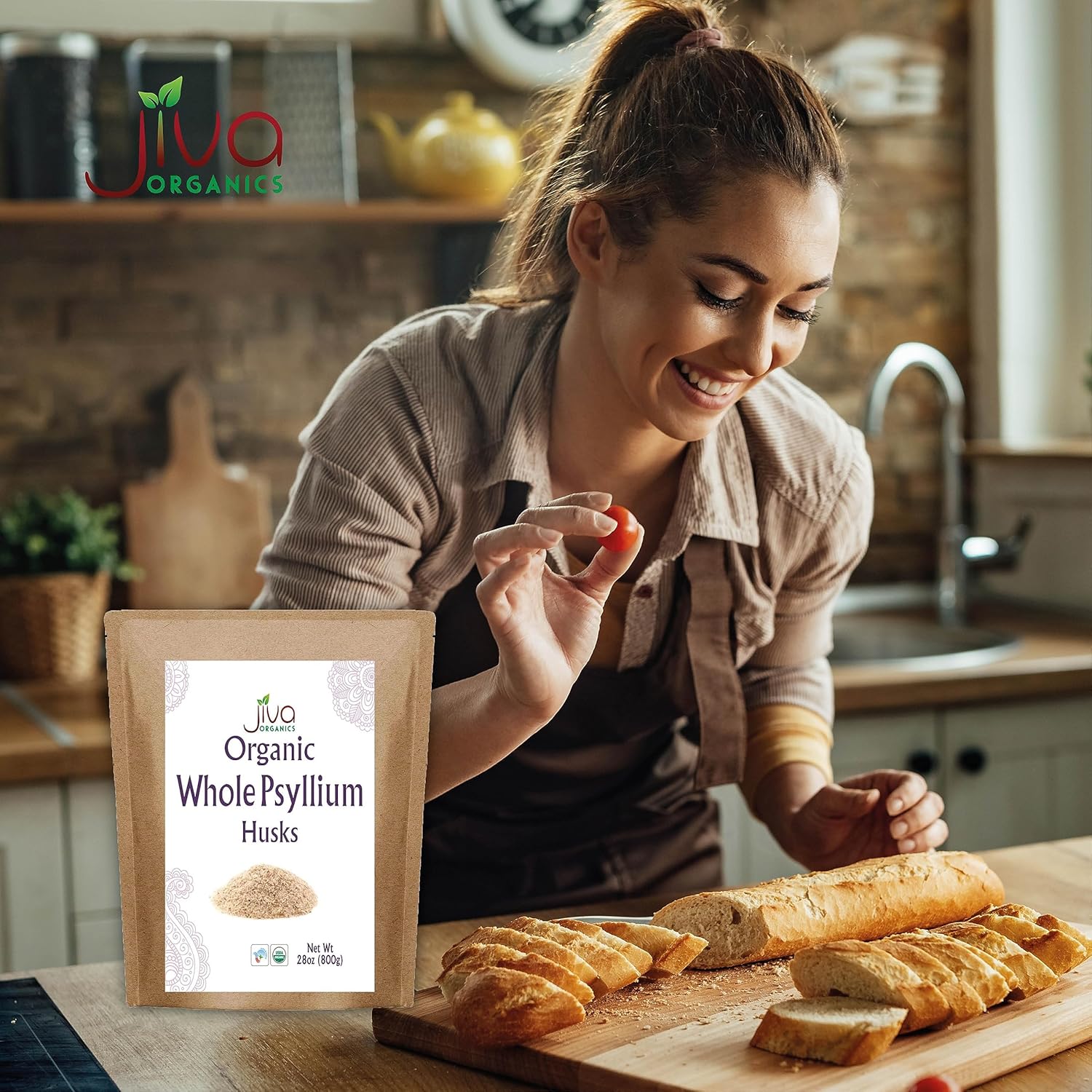 Jiva Organics Whole Psyllium Husk 28 Oz Jumbo Bag - Non-GMO, Unflavored Soluble Fiber - Keto Friendly