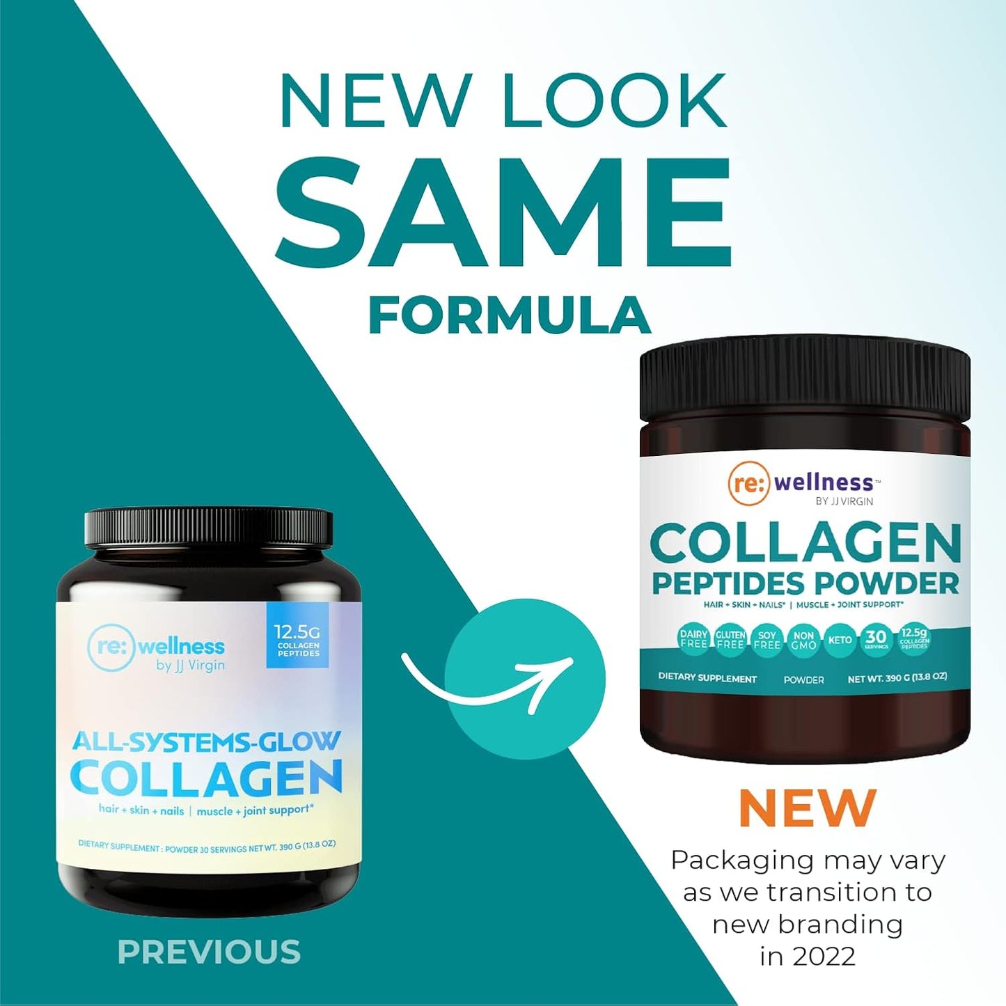 JJ Virgin Collagen Peptides Powder Supplement for Hair, Skin, Nails, Muscle & Joint Support - 30 Servings