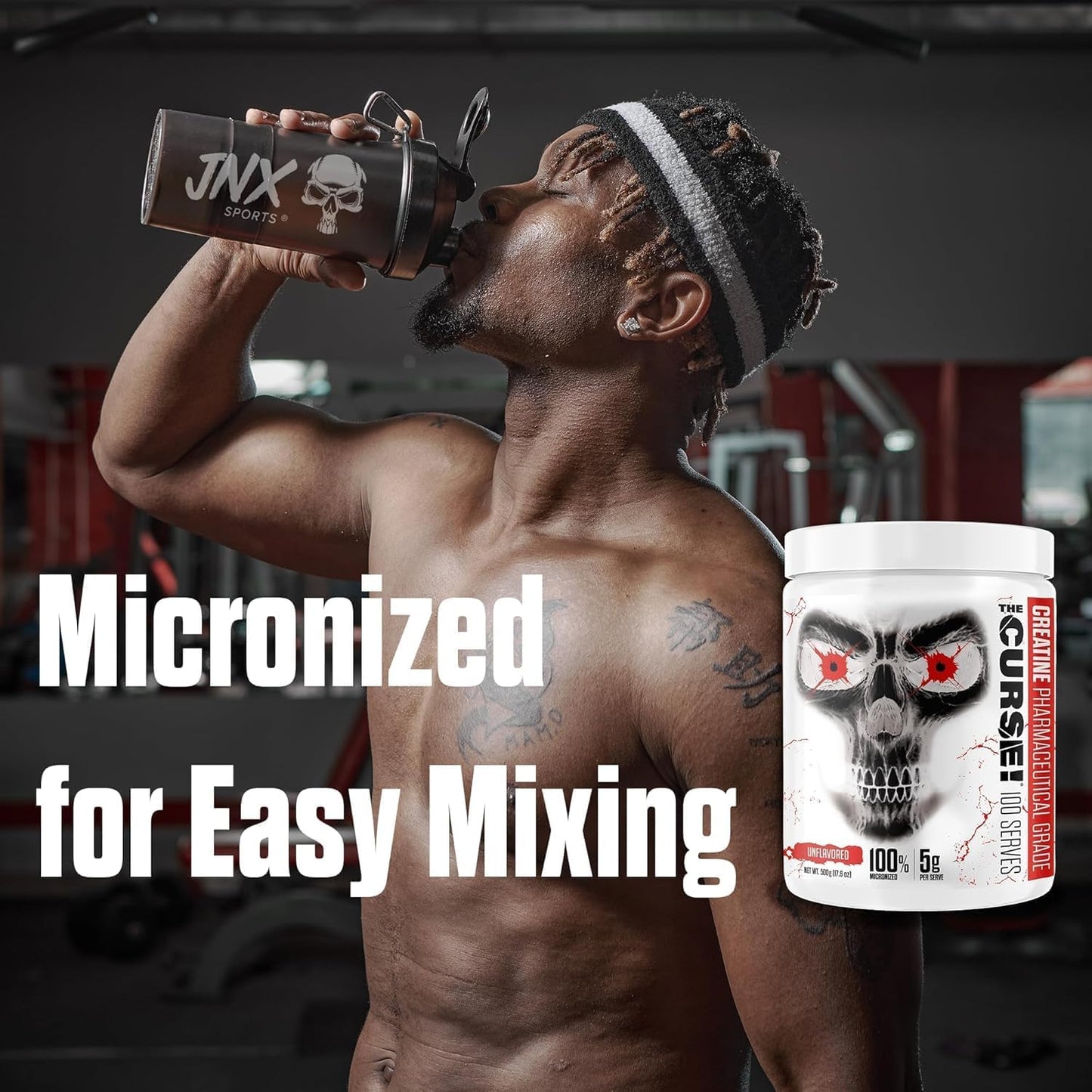 JNX SPORTS The Curse! Creatine Monohydrate Powder 500g - Pure Micronized Creatine for 100 Servings