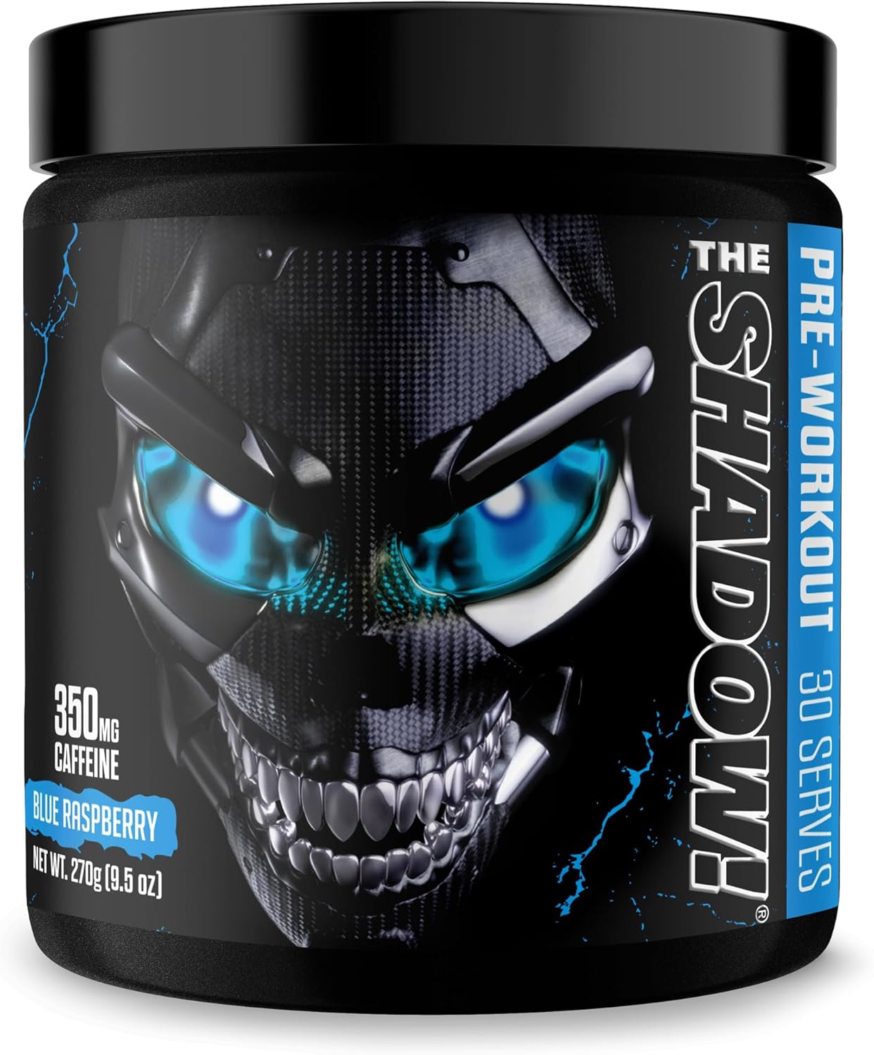 JNX SPORTS The Shadow Preworkout - Blue Raspberry, 30 Servings with 350mg Caffeine for Enhanced Energy, Focus, and Strength