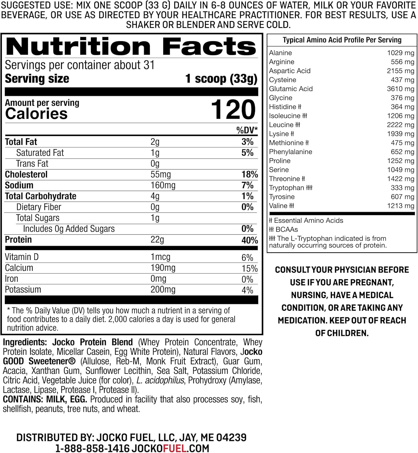 Jocko Mölk Whey Protein Powder - 22g Protein, Low Sugar Monk Fruit Blend for Muscle Recovery & Growth - Strawberry Milkshake Flavor - 31 Servings