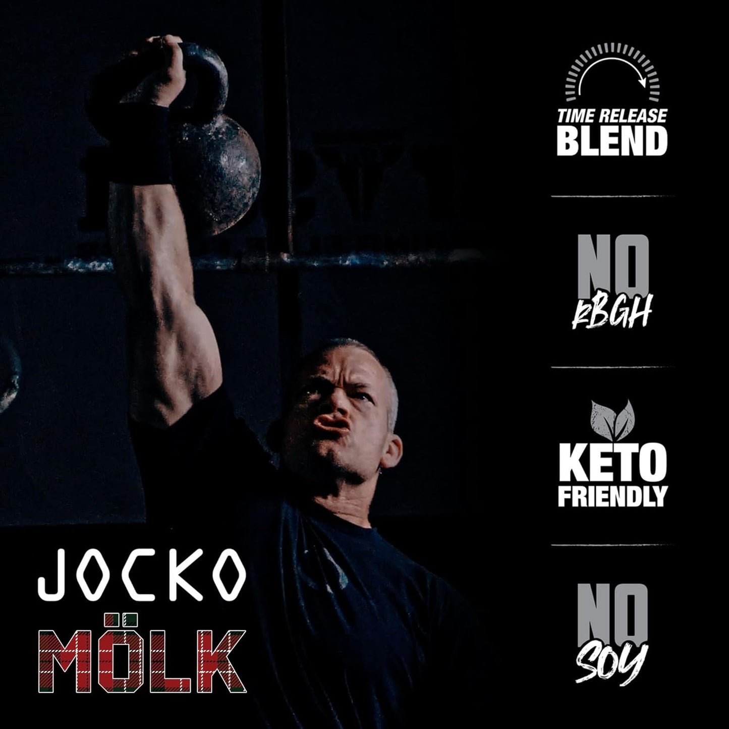 Jocko Mölk Whey Protein Powder with Probiotics, Grass Fed, and Amino Acids - Muscle Recovery & Growth - Keto Friendly - Gingerbread Cookie Flavor (31 Servings)