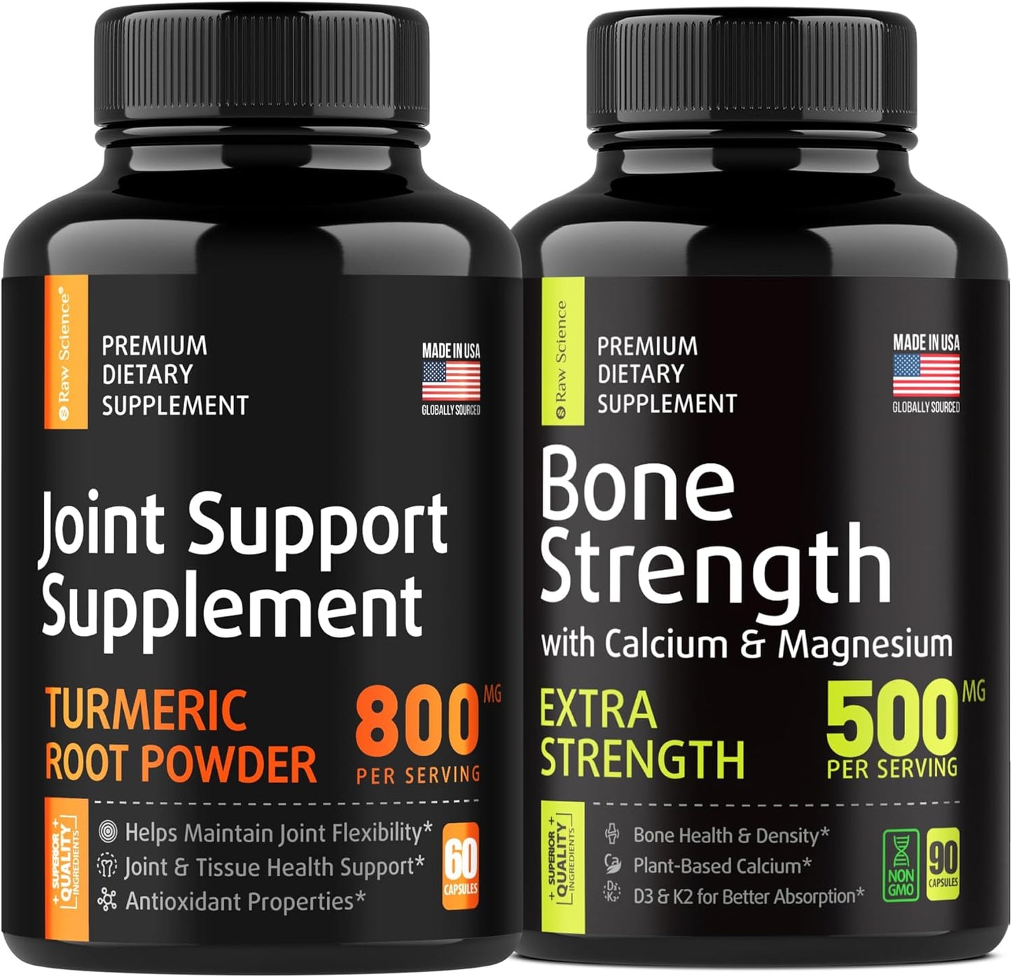Joint & Bone Strength Support - Turmeric Glucosamine Chondroitin MSM & Calcium Supplements