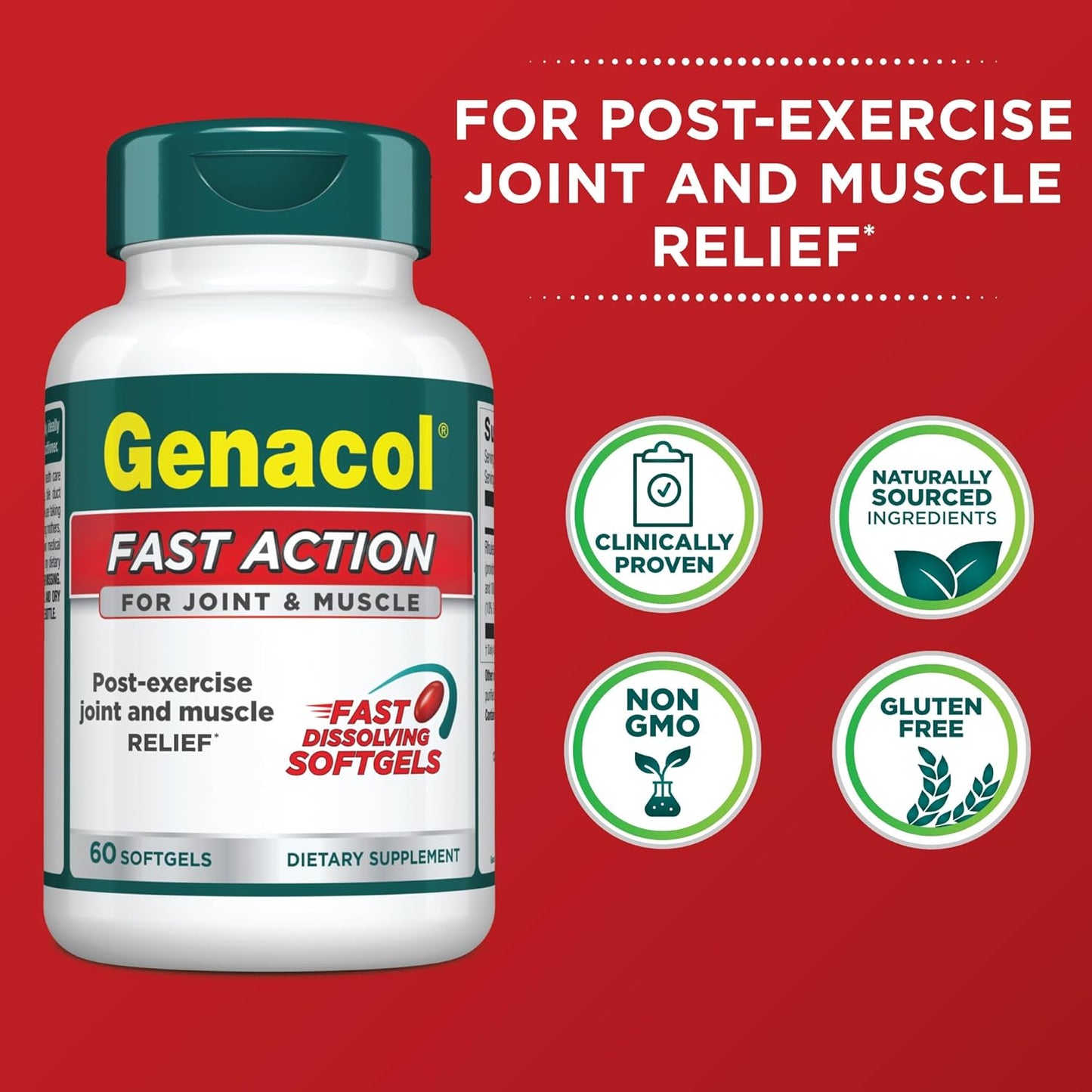 Joint Care Combo: Genacol Optimum & Fast-Acting Relief Supplement with Glucosamine, Chondroitin, MSM, and Collagen for Joints & Muscles