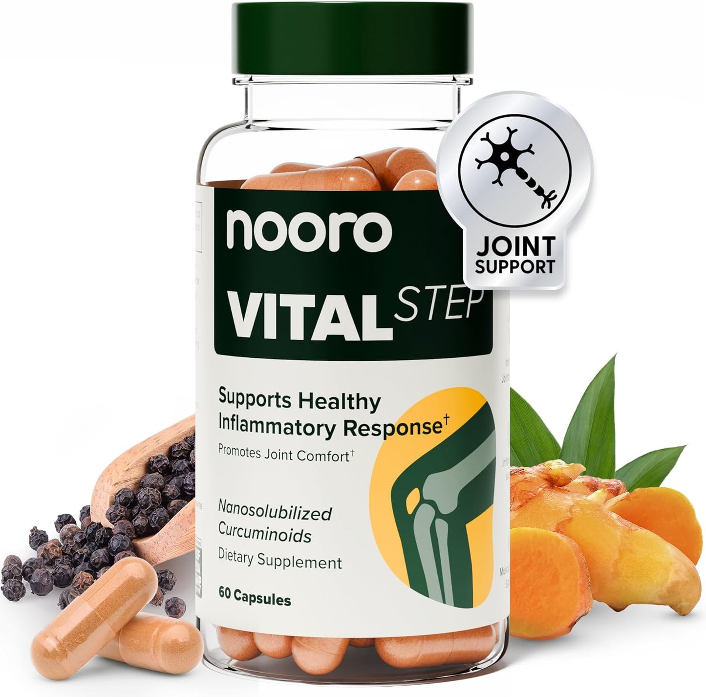 Joint Comfort & Mobility Support with nooro Vital Step Curcumin Supplement - Healthy Inflammatory Response - 30 Days