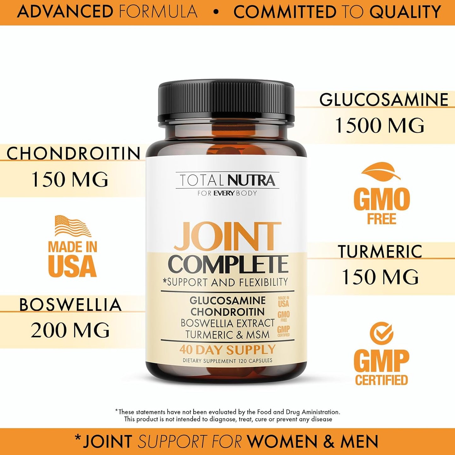 Joint Complete Capsules 2100mg - Advanced Joint Support Supplement with Glucosamine, Chondroitin, MSM, Turmeric - Bone & Joint Health for Men & Women - 2 Pack - BoostGo Australia