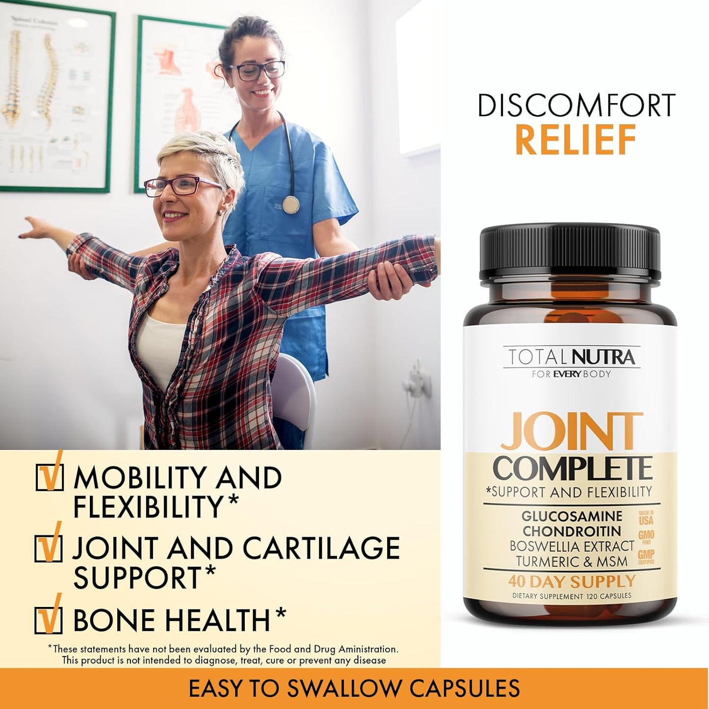 Joint Complete Capsules 2100mg - Advanced Joint Support Supplement with Glucosamine, Chondroitin, MSM, Turmeric - Bone & Joint Health for Men & Women - 2 Pack - BoostGo Australia