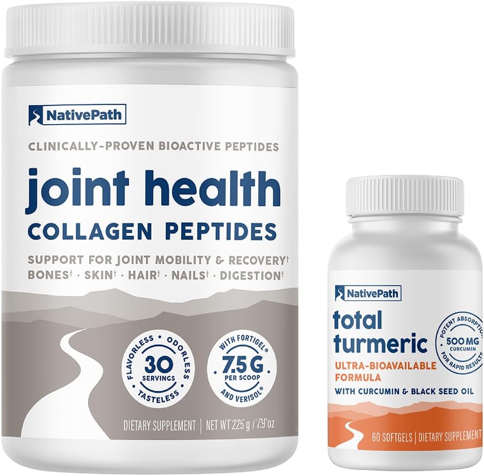 Joint Health Collagen & Turmeric Supplement with Fortigel, Verisol, Black Seed Oil - 30 Servings for Enhanced Joint Support