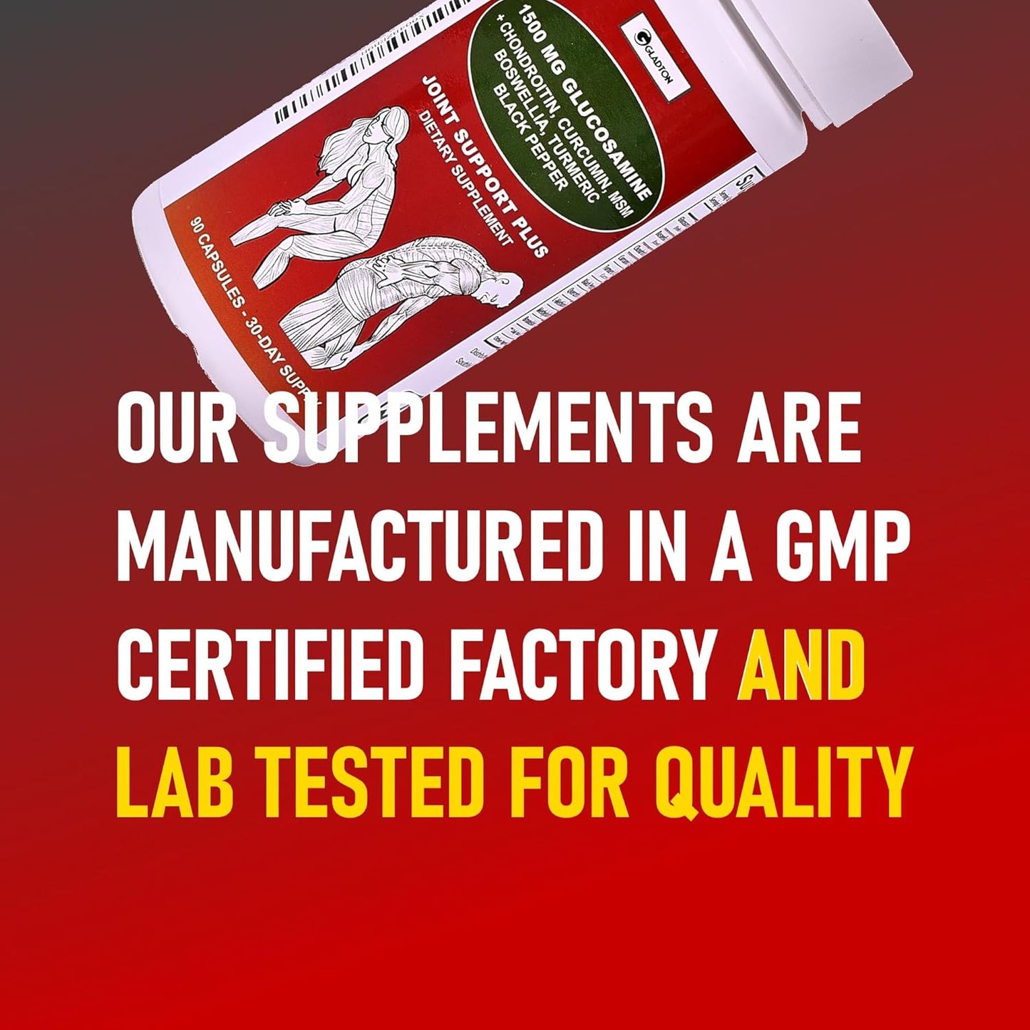 Joint Health Supplement with Glucosamine, Chondroitin, MSM, Curcumin, Turmeric, and Boswellia - 90 Capsules for Bone, Back, Knee, and Hand Flexibility and Mobility in Women and Men