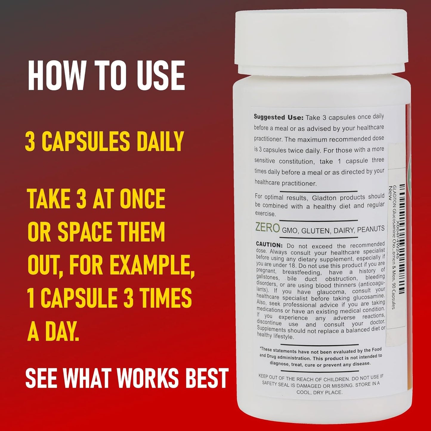 Joint Health Supplement with Glucosamine, Chondroitin, MSM, Curcumin, Turmeric, and Boswellia - 90 Capsules for Bone, Back, Knee, and Hand Flexibility and Mobility in Women and Men