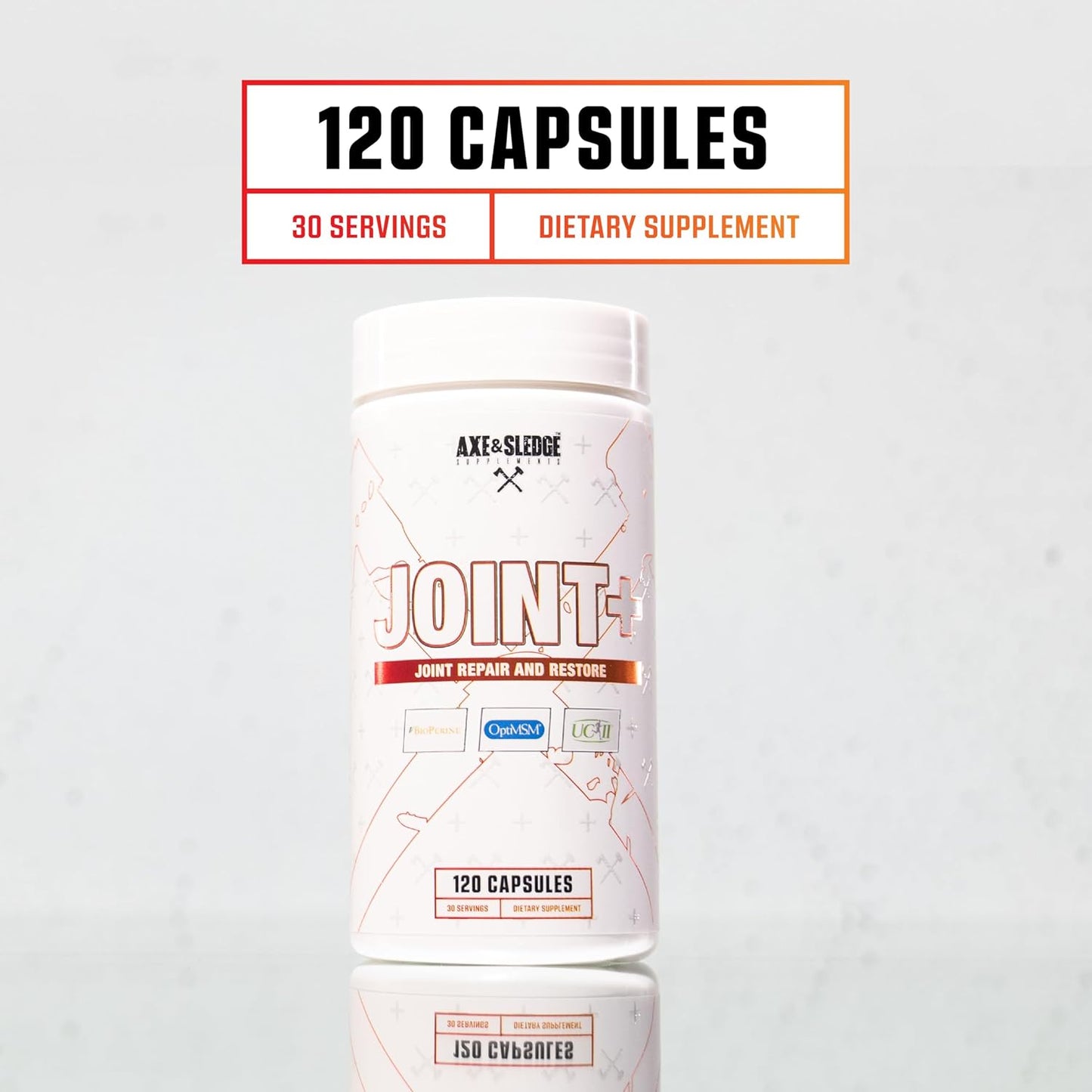 Joint Health Support Supplement with UC-II Collagen, MSM, Glucosamine, and Bioperine - Axe & Sledge Joint+