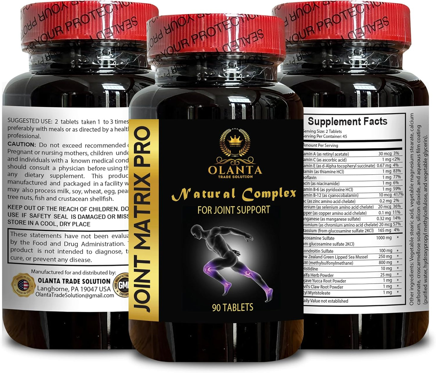 Joint Matrix PRO - Chondroitin Sulfate, MSM & Glucosamine Supplement for Joint Comfort & Flexibility - Advanced Joint Support Formula - 1 Bottle