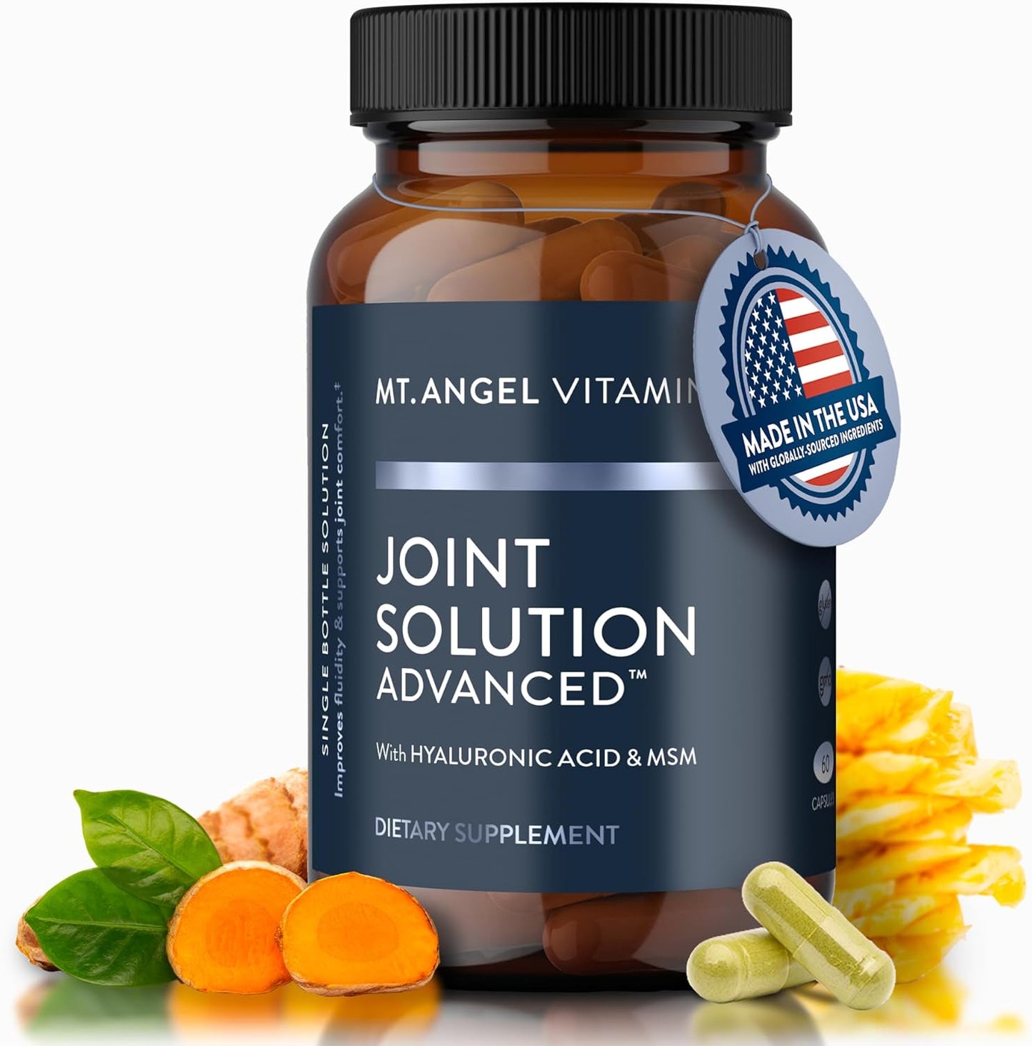 Joint Solution Advanced with Curcumin C3 Complex, Glucosamine, Hyaluronic Acid, Bromelain, Collagen Type 2 & MSM - 60 Capsules