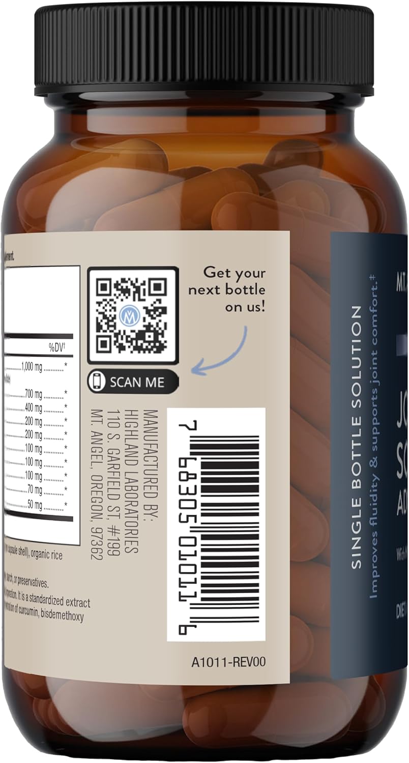 Joint Solution Advanced with Curcumin C3 Complex, Glucosamine, Hyaluronic Acid, Bromelain, Collagen Type 2 & MSM - 60 Capsules