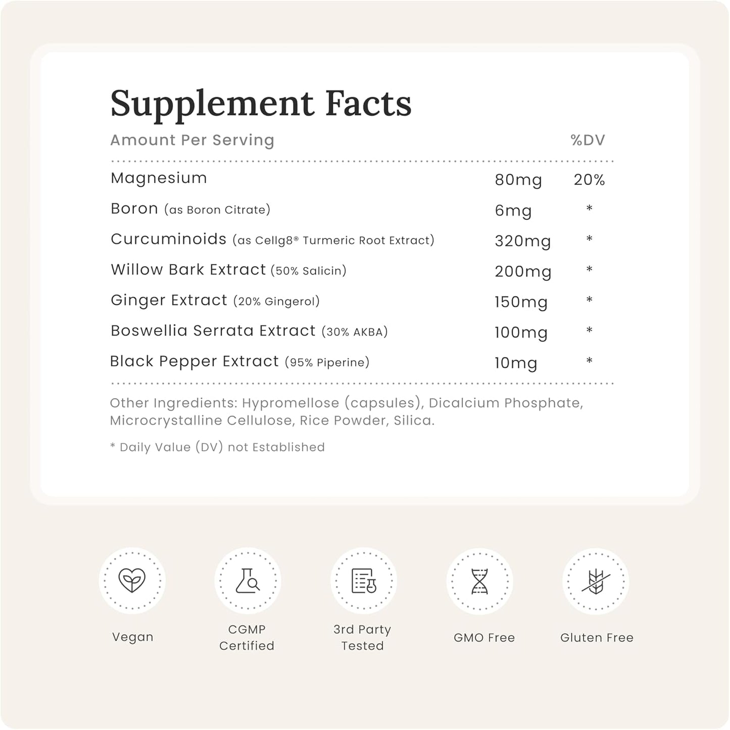 Joint Support and Muscle Recovery Supplement with Boswellia Serrata and Curcumin - 60 Count, Molecular Hydrogen Formula