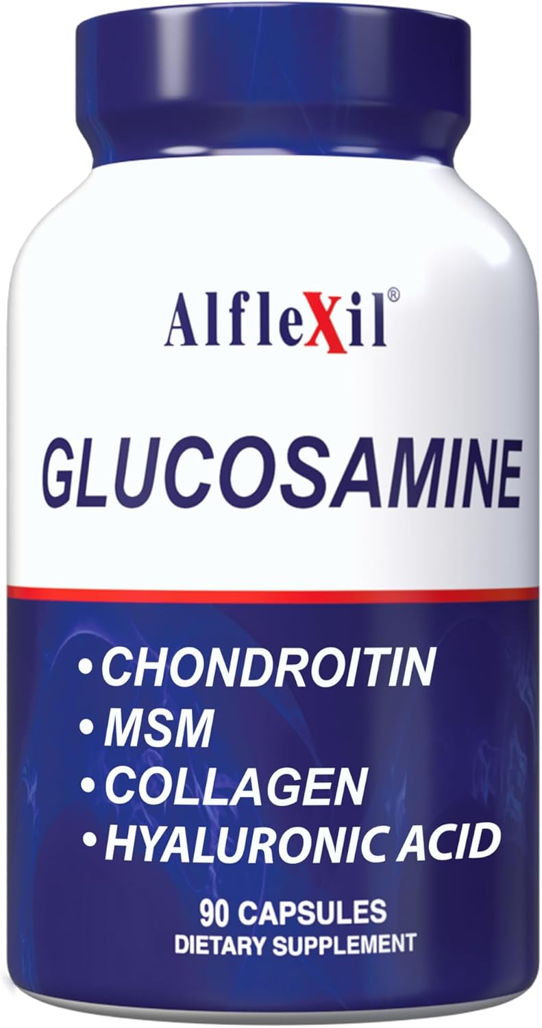 Joint Support Dietary Supplements - ALFLEXIL Glucosamine, Chondroitin, MSM, Collagen - 90 Capsules x 4 Pack