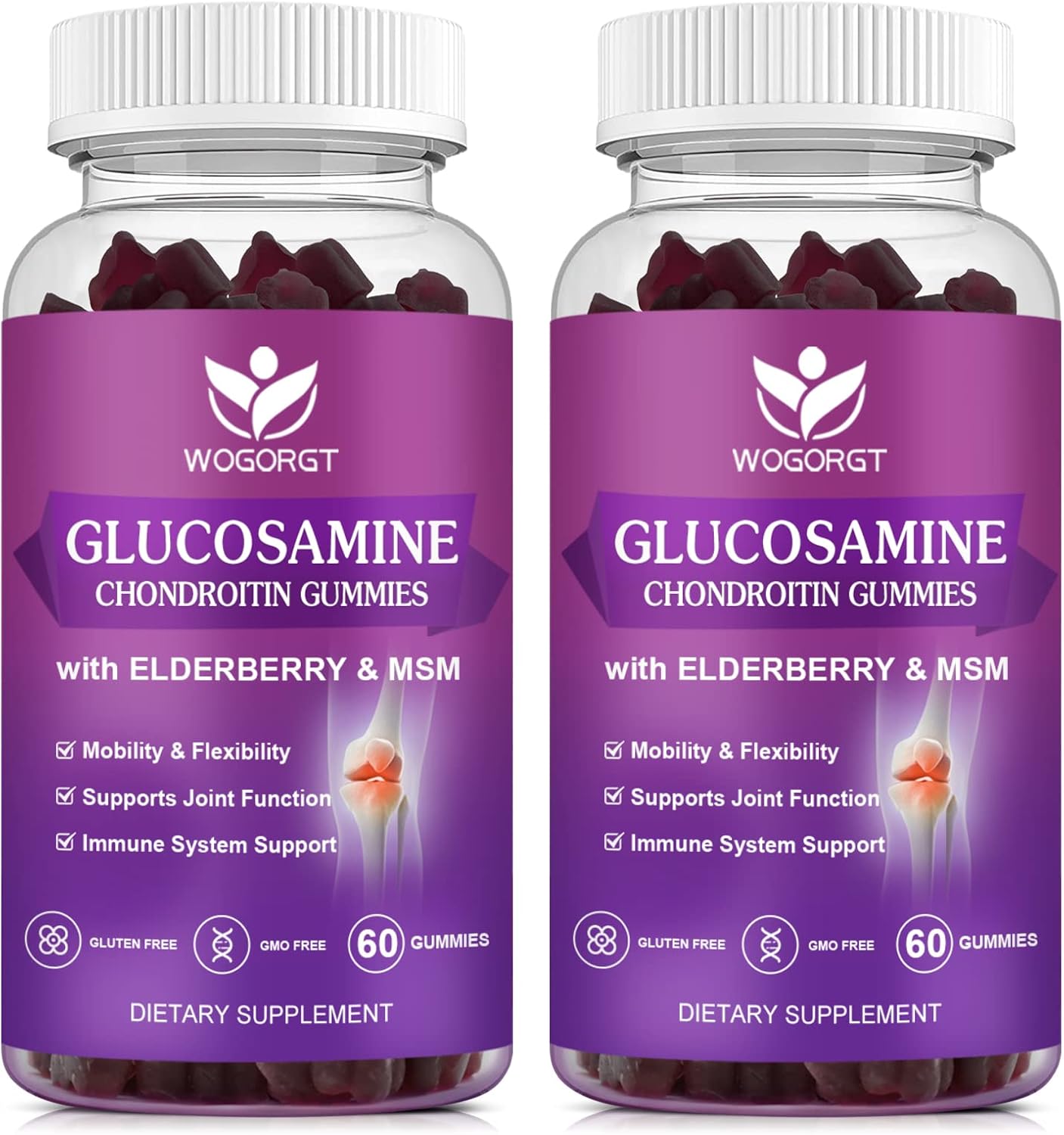Joint Support Gummies with Glucosamine, Chondroitin, MSM & Elderberry - Antioxidant & Immune Boost - 120 Gummies for Adults
