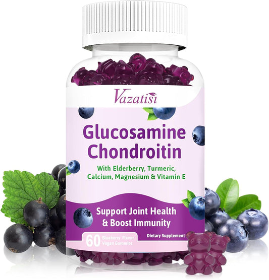 Joint Support Gummies with Glucosamine, Chondroitin, MSM, Calcium & Boswellia for Men and Women - 60 Count