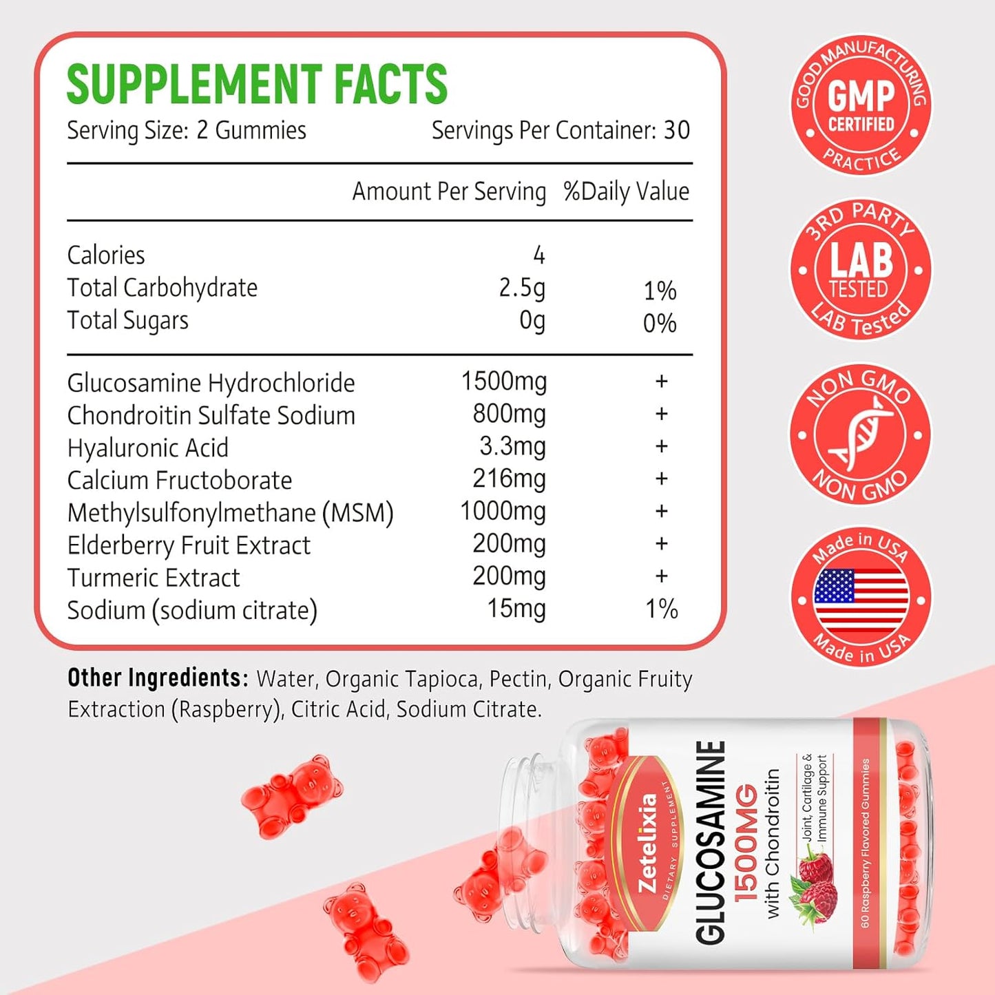 Joint Support Gummies with Glucosamine, Chondroitin, MSM, and Turmeric - 60 Count - Mobility & Flexibility - Cartilage Health Supplement for Men & Women