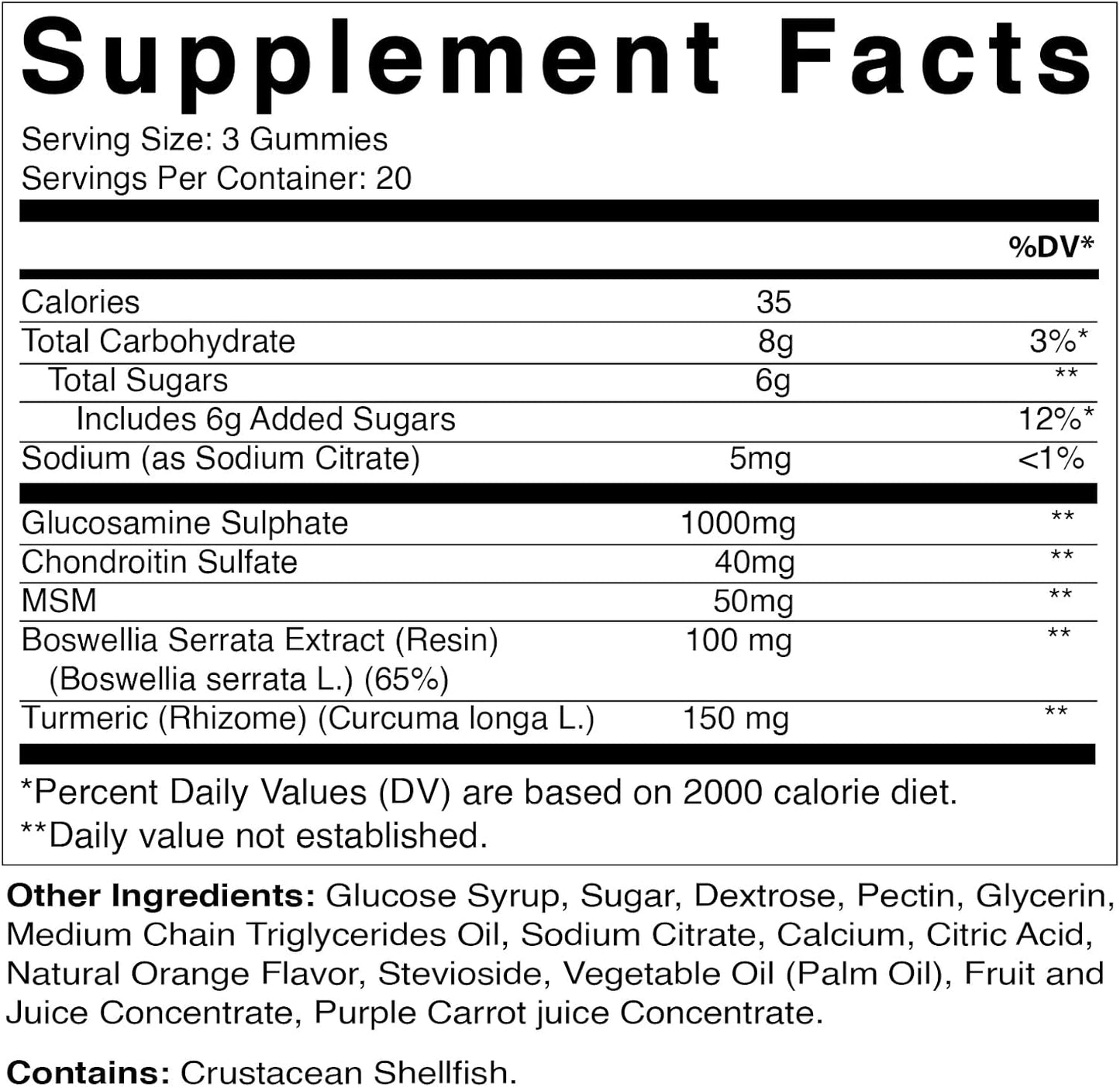 Joint Support Gummies with Glucosamine, Chondroitin, MSM, Turmeric & Boswellia - 60 Pectin Gummies for Extra Strength