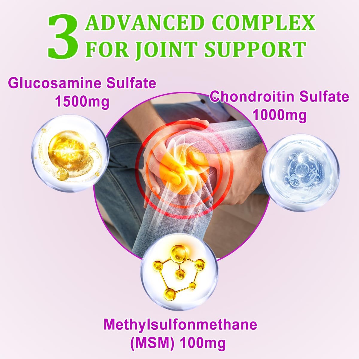 Joint Support Gummies with Glucosamine, Chondroitin, MSM, Calcium & Boswellia for Men and Women - 60 Count