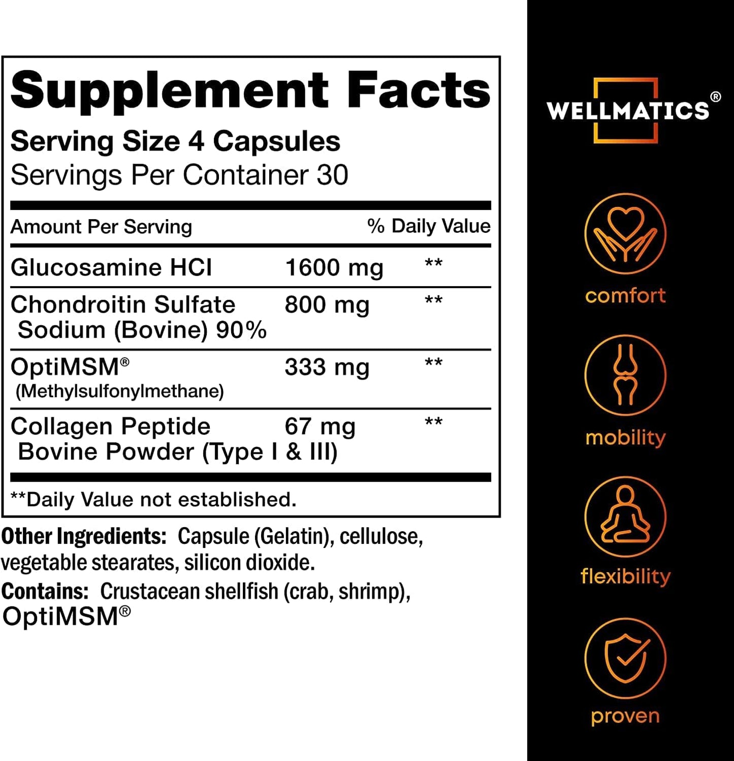Joint Support Supplement Capsules with Glucosamine, Chondroitin, and MSM - FSA & HSA Eligible - Made in USA - 120 Capsules for Back, Knees, and Hands